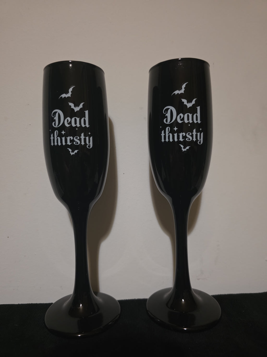 Dead Thirsty — Set of 2 Black Champagne Flutes