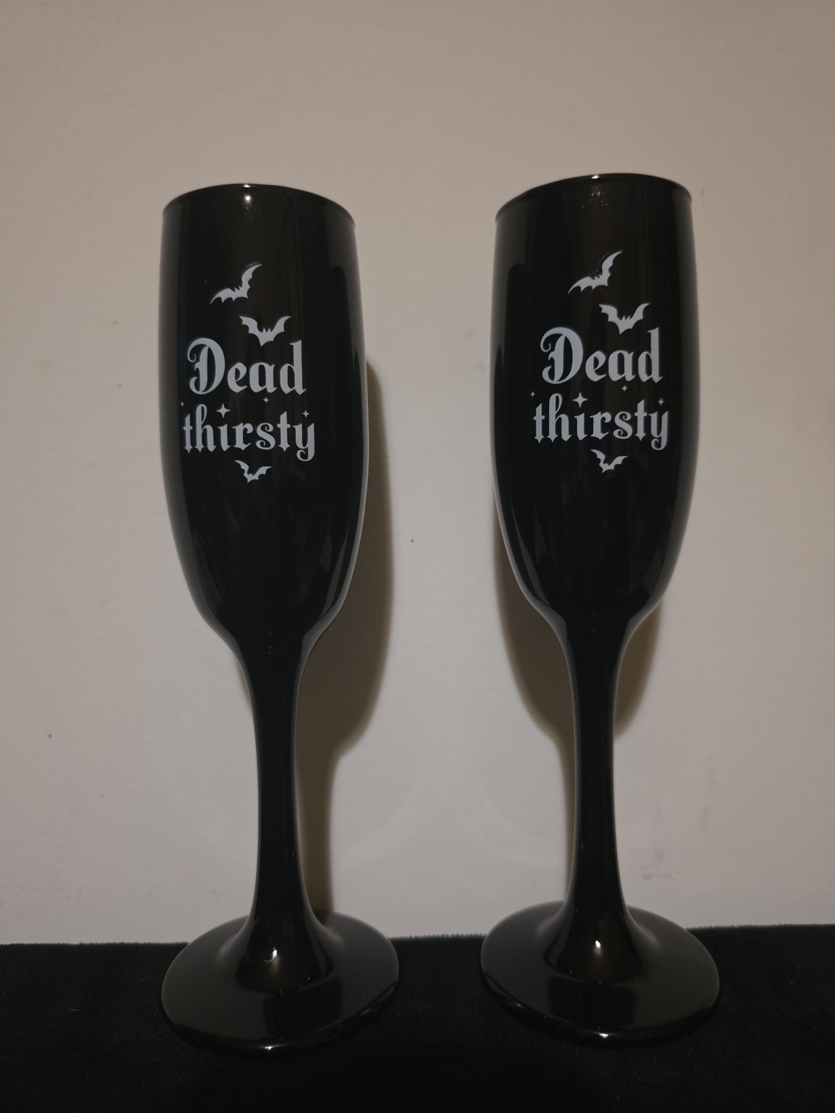 Dead Thirsty — Set of 2 Black Champagne Flutes