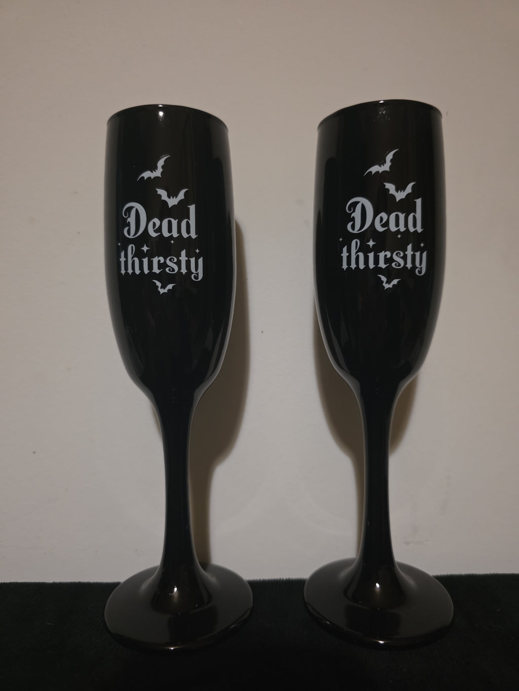 Dead Thirsty — Set of 2 Black Champagne Flutes