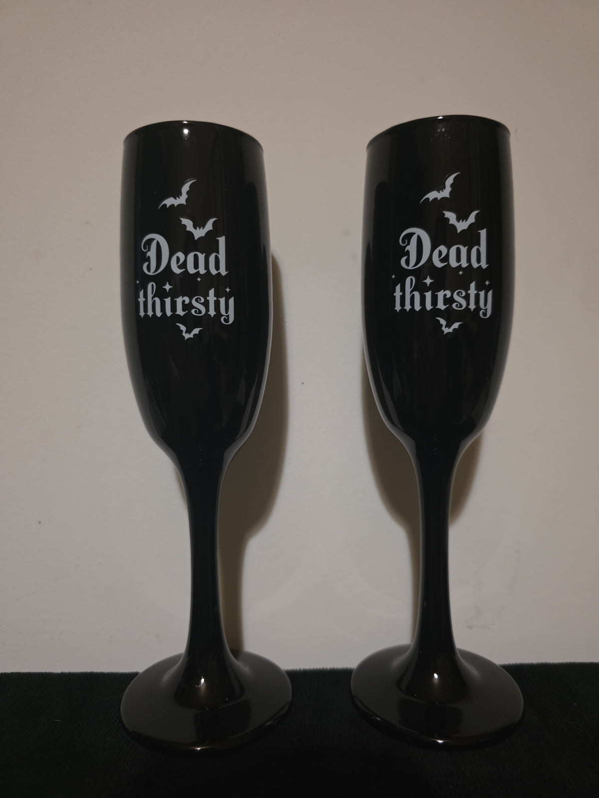 Dead Thirsty — Set of 2 Black Champagne Flutes