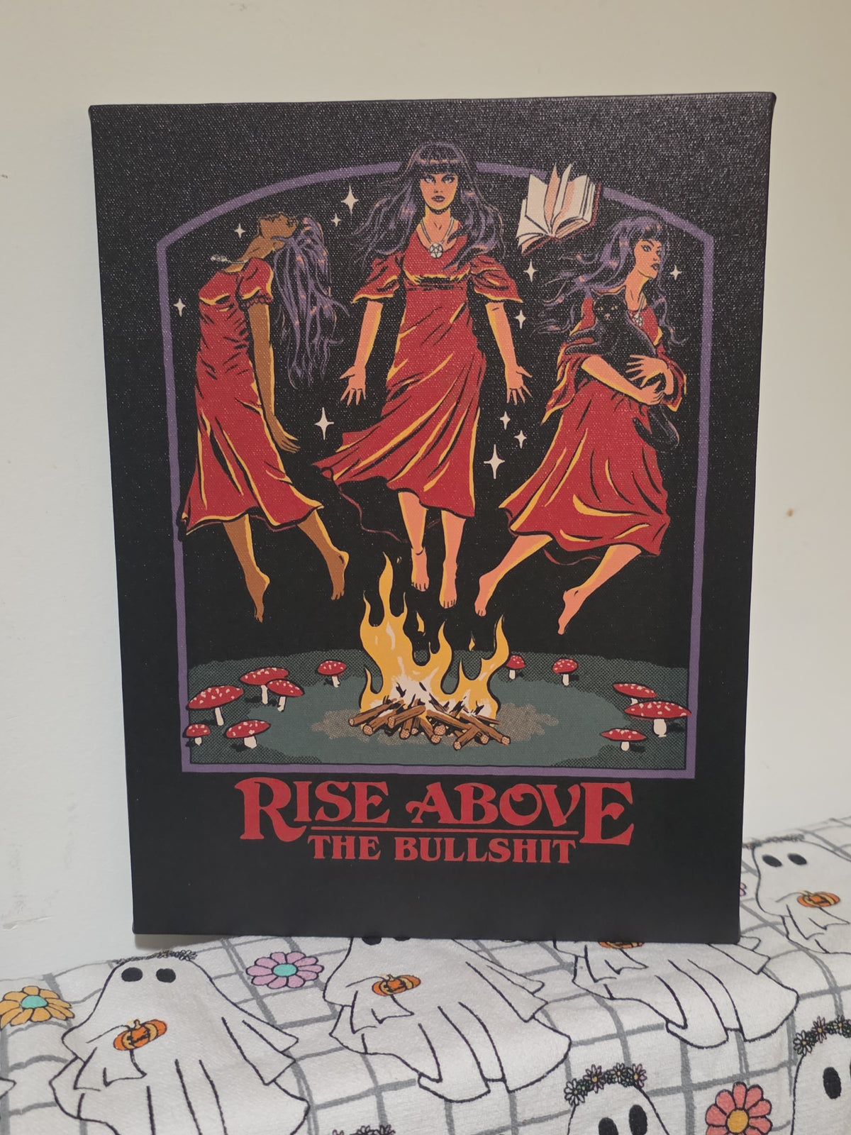 Steven Rhodes Retro Witch & Cat Canvas Wall Art – Set of 2