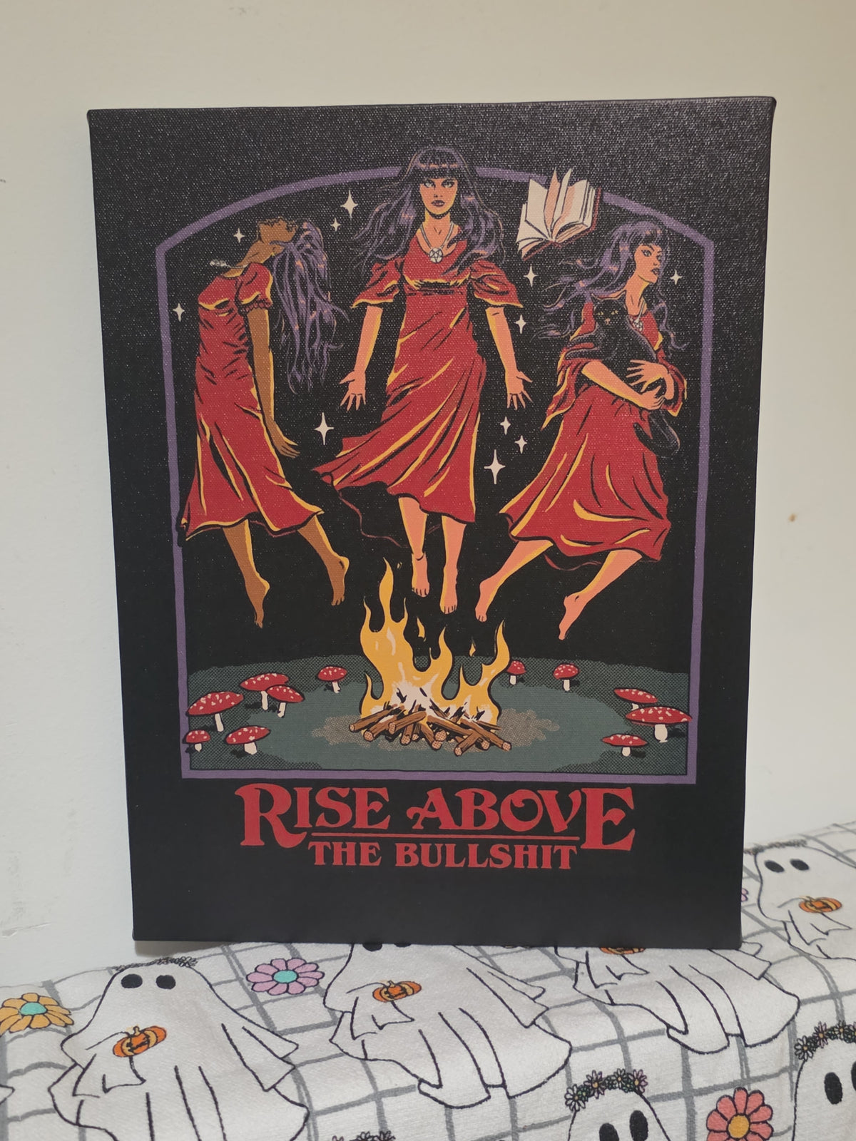 Steven Rhodes Retro Witch & Cat Canvas Wall Art – Set of 2