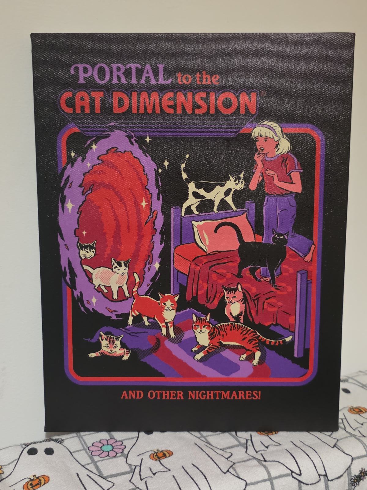 Steven Rhodes Retro Witch & Cat Canvas Wall Art – Set of 2