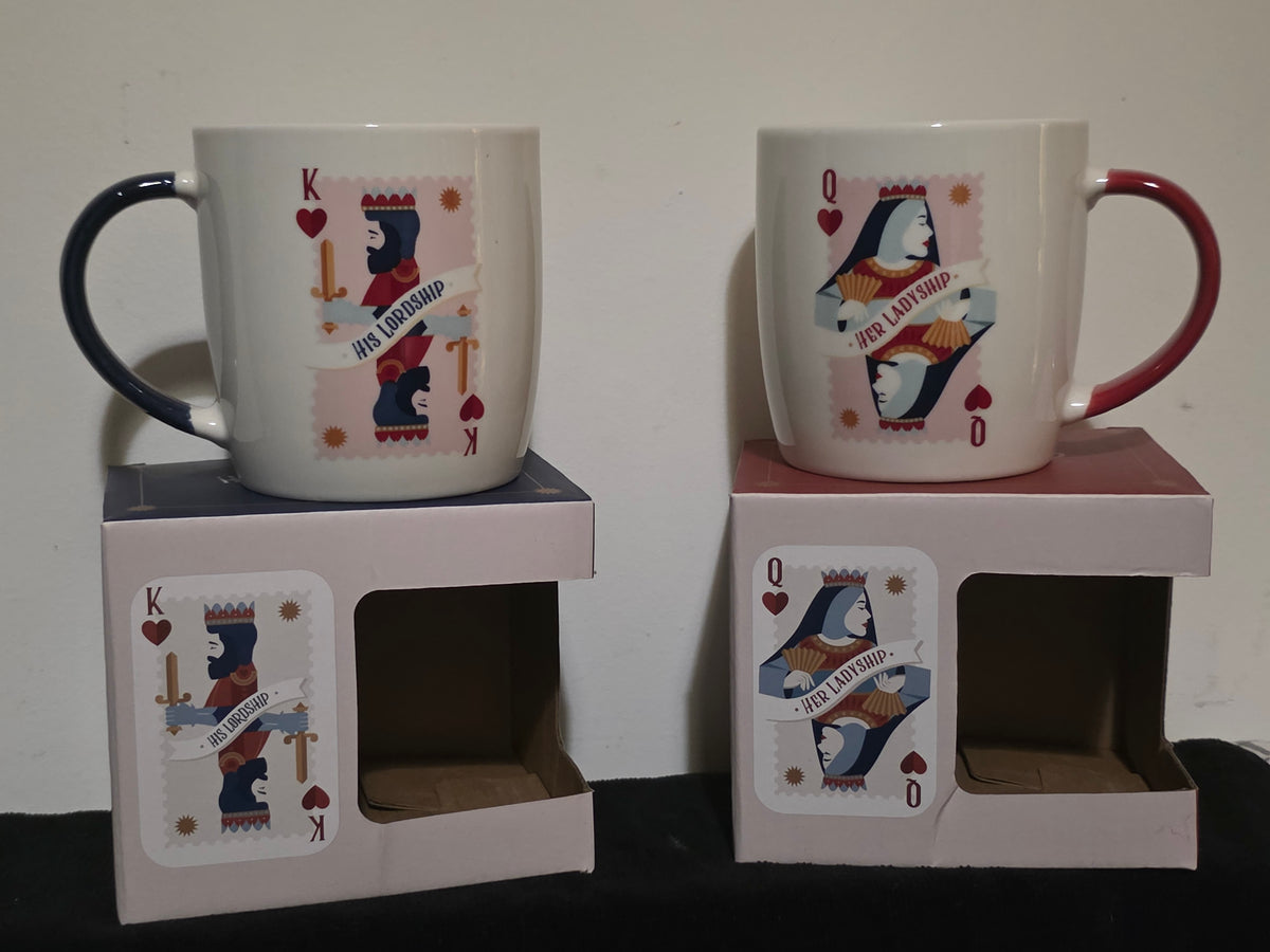 His Lordship & Her Ladyship – King & Queen of Hearts Ceramic Mugs