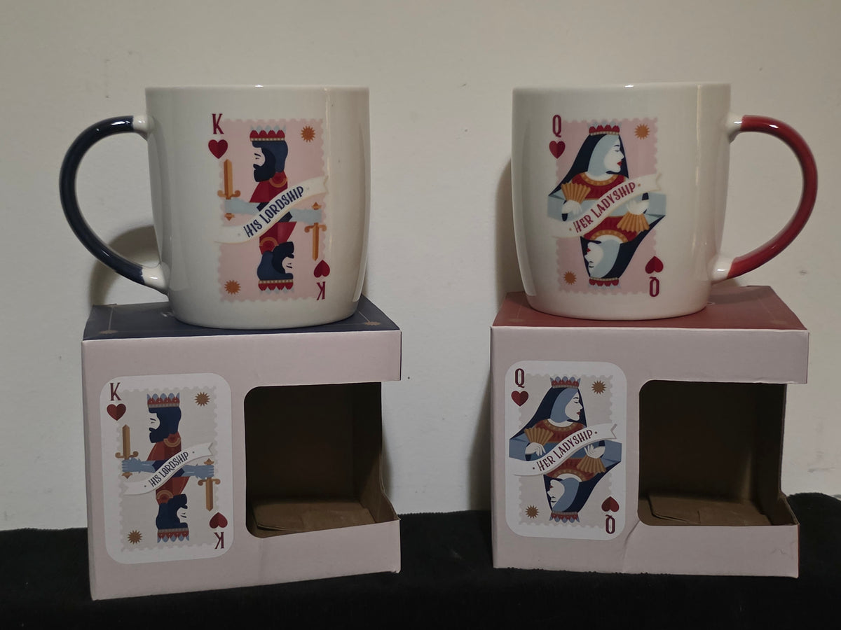His Lordship & Her Ladyship – King & Queen of Hearts Ceramic Mugs