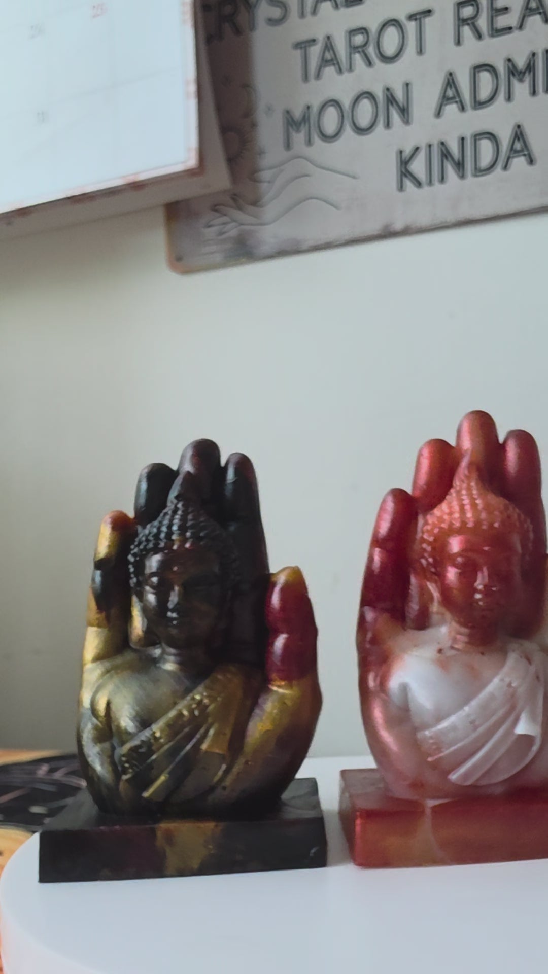 Buddha in Hand Sculpture – Handmade Resin Meditation & Spiritual Décor