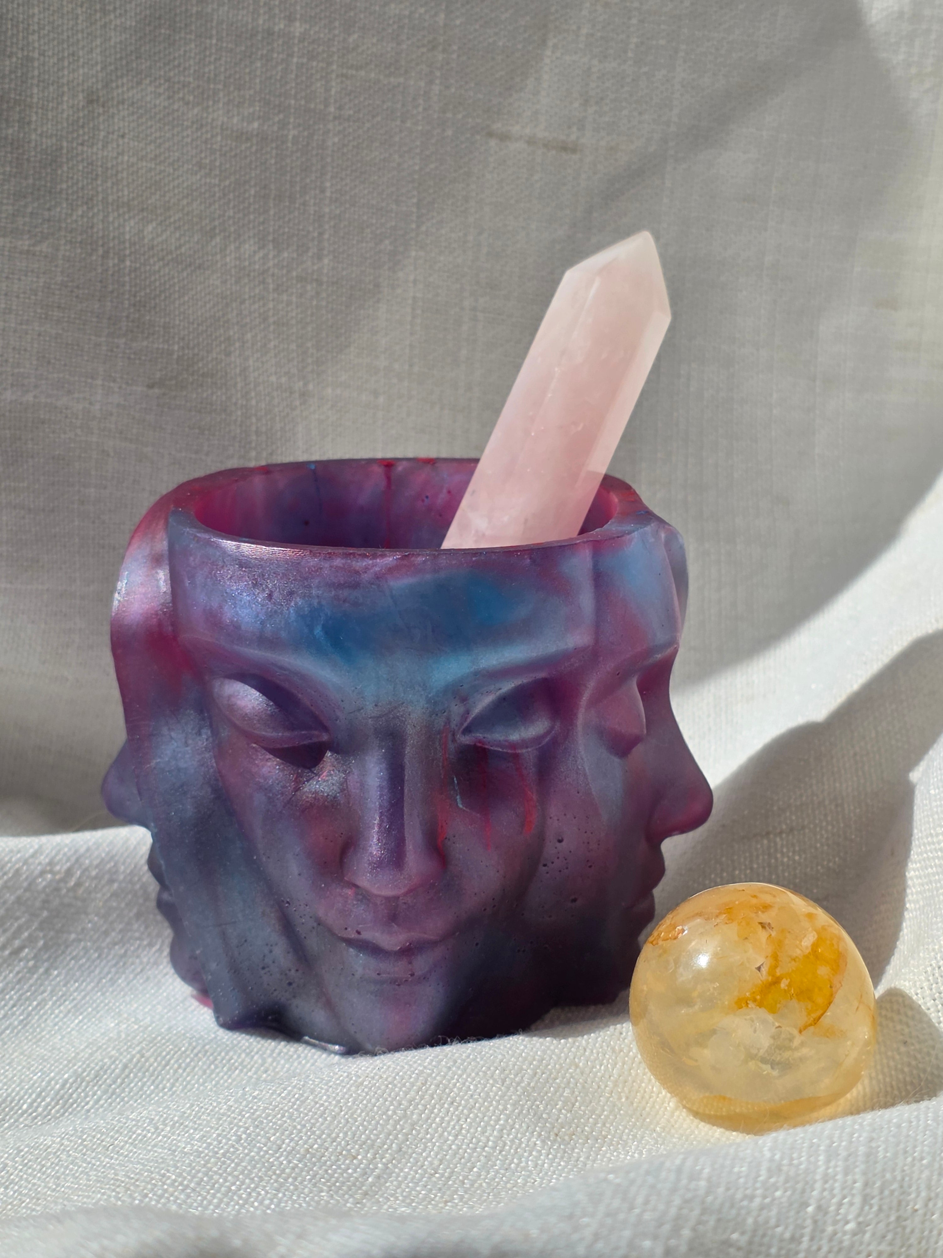 Duality Face Vessel | Mind & Self | Handmade Resin Spiritual Decor