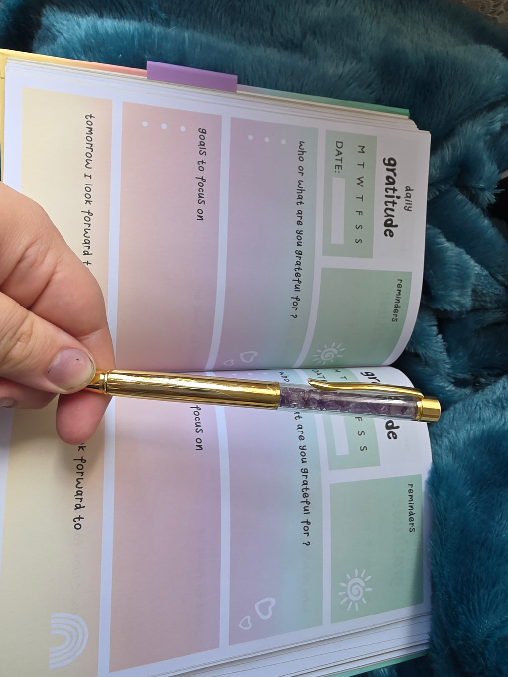 Daily Gratitude Journal with Amethyst Crystal Pen