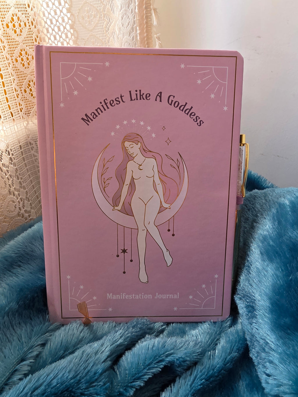 Manifest Like A Goddess Journal & Rose Quartz Crystal Pen Set