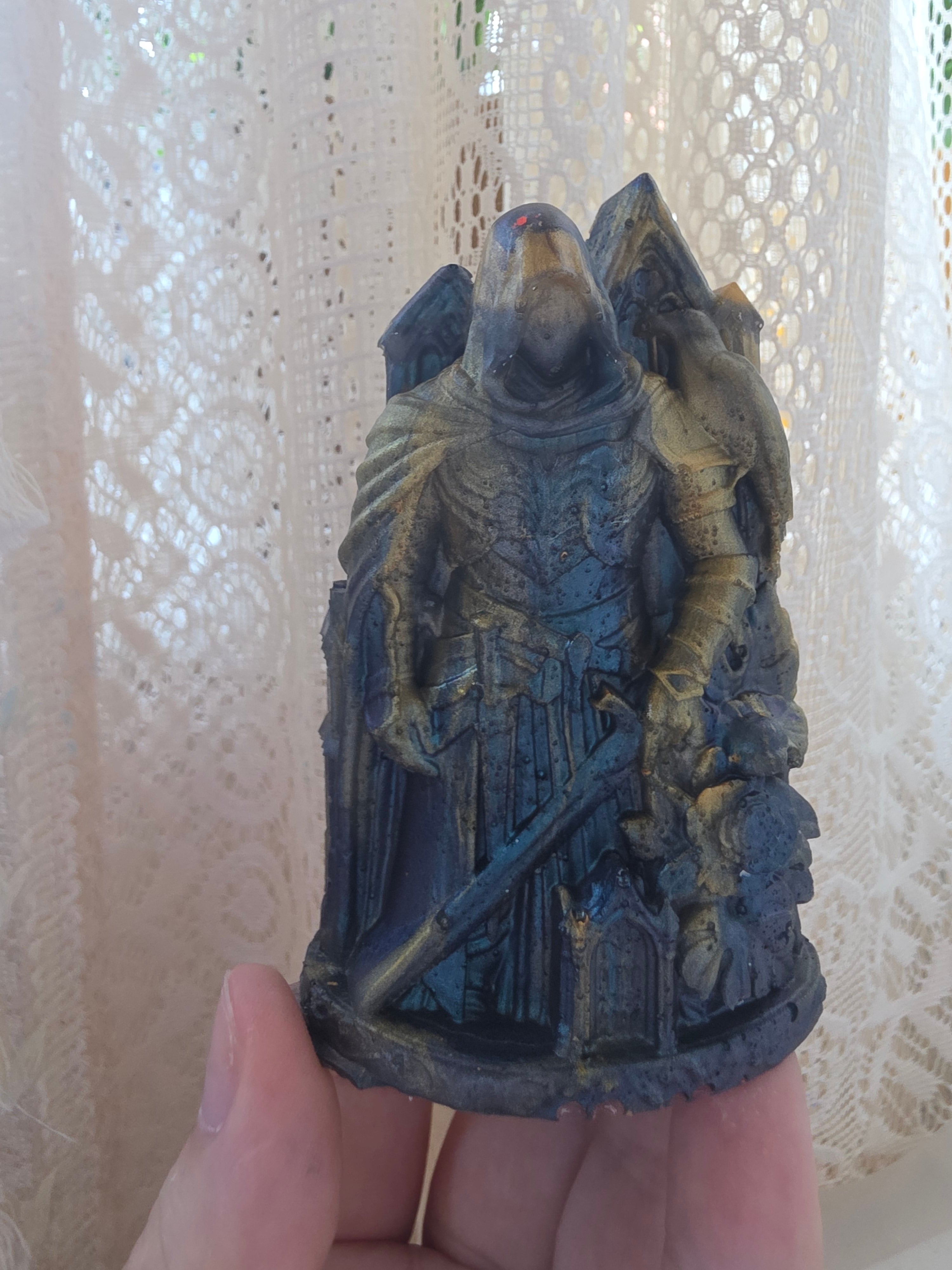 The Keeper of The Other Side | Hooded Knight with Cathedral | Handmade Resin Statue
