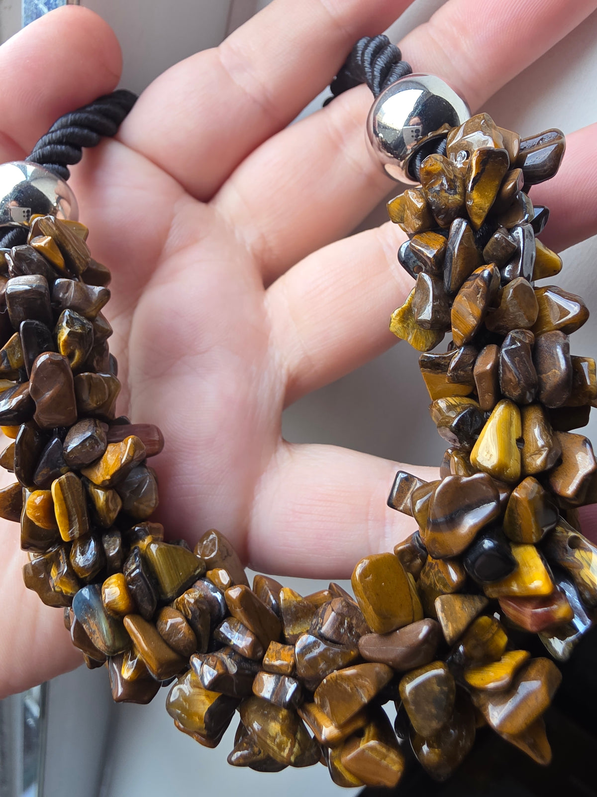 Natural Tiger’s Eye Chip Cluster Necklace | Courage, Protection & Prosperity