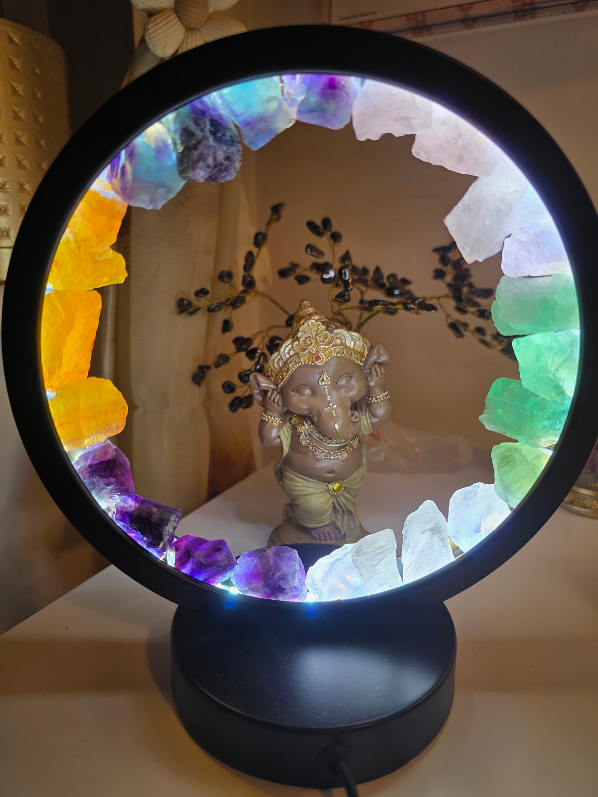 Rainbow Fluorite Crystal LED Lamp | USB Crystal Mood Light