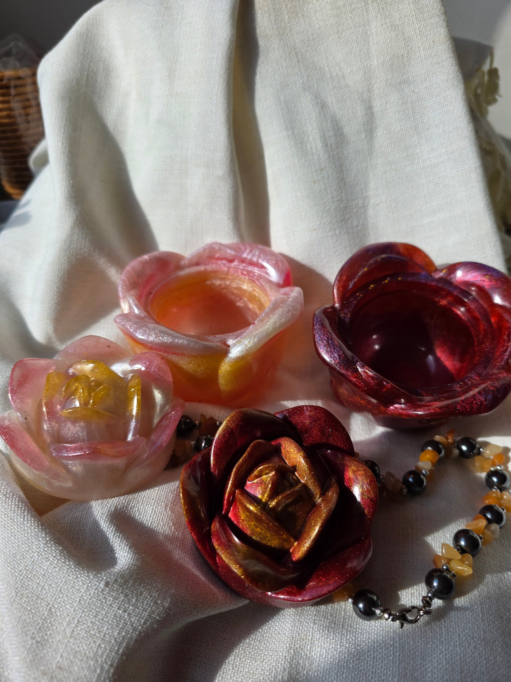 Rose Bloom Trinket Box | Handmade Resin Jewellery Box | Romantic Keepsake & Gift