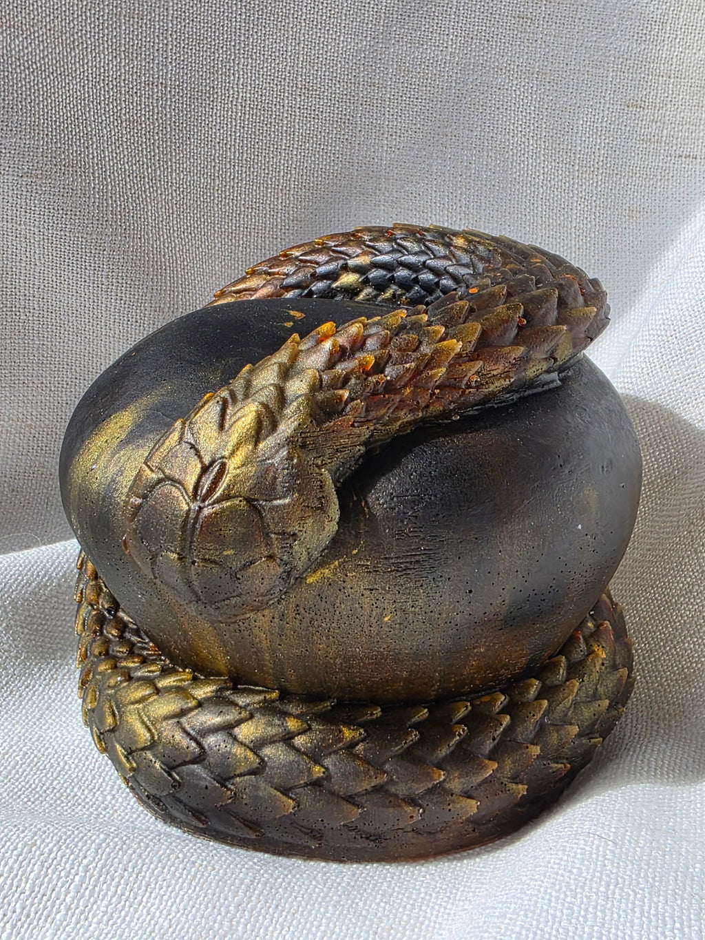 Serpent & Apple Statue | Handmade Resin Sculpture | Symbol of Transformation & Knowledge