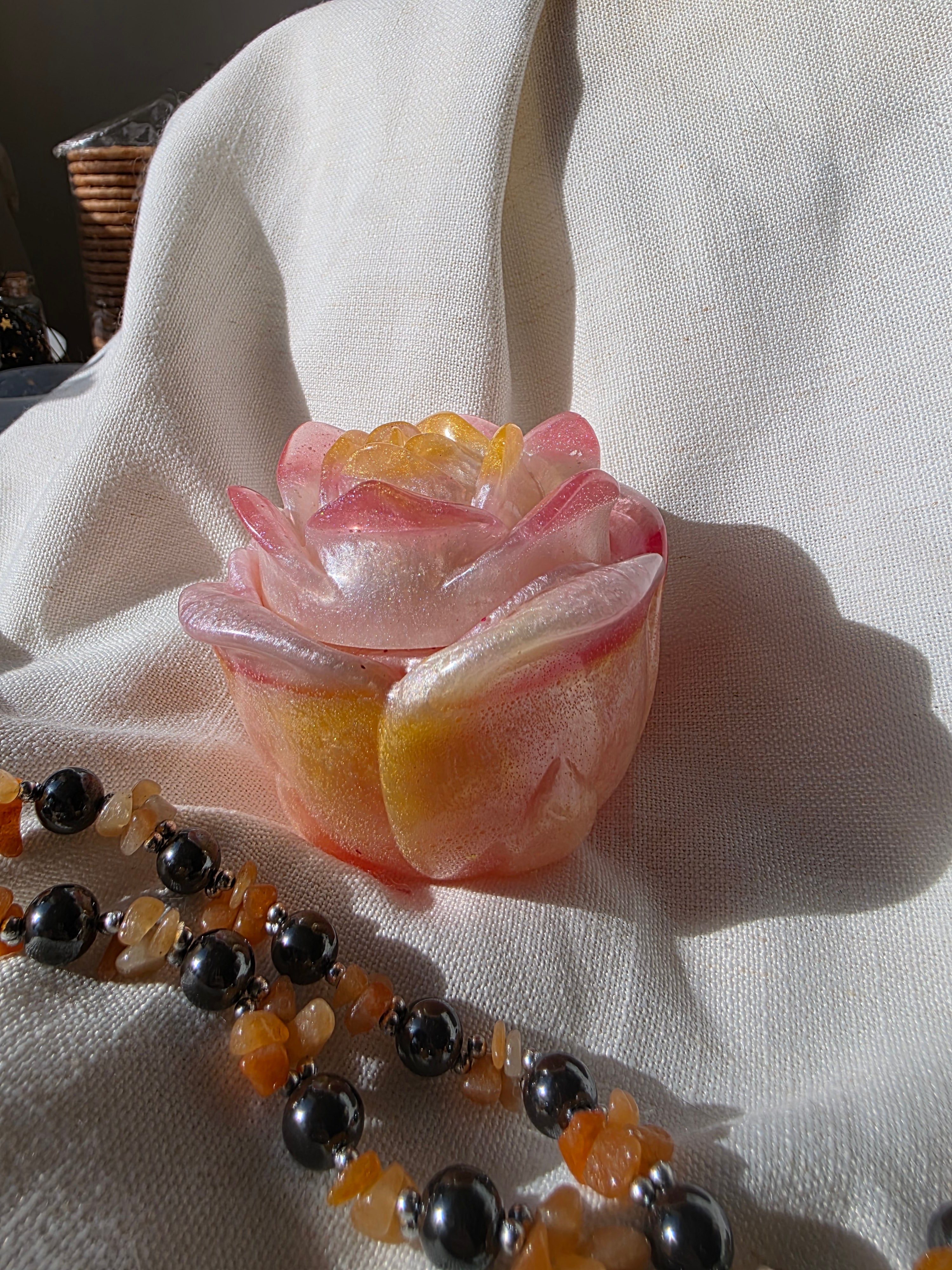 Rose Bloom Trinket Box | Handmade Resin Jewellery Box | Romantic Keepsake & Gift