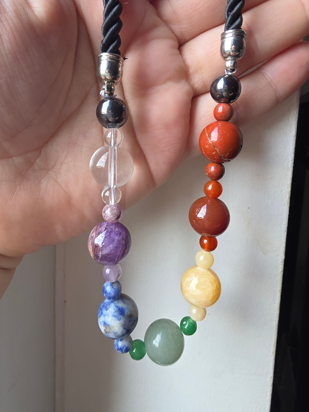 Seven Chakra Natural Crystal Necklace | Spiritual Balance & Alignment