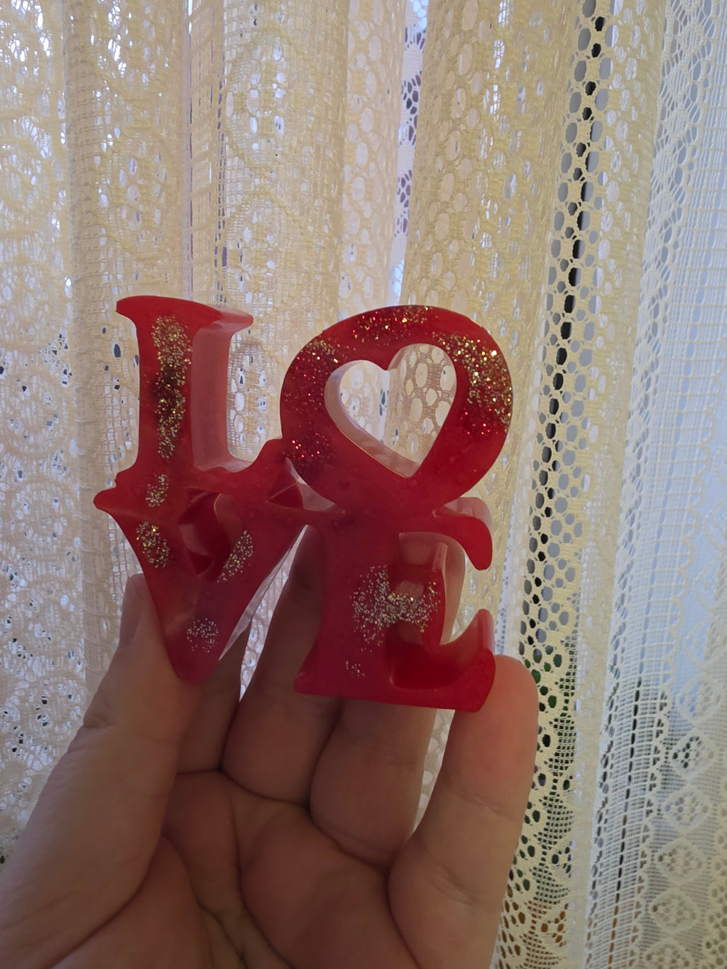Handmade Resin LOVE Sculpture