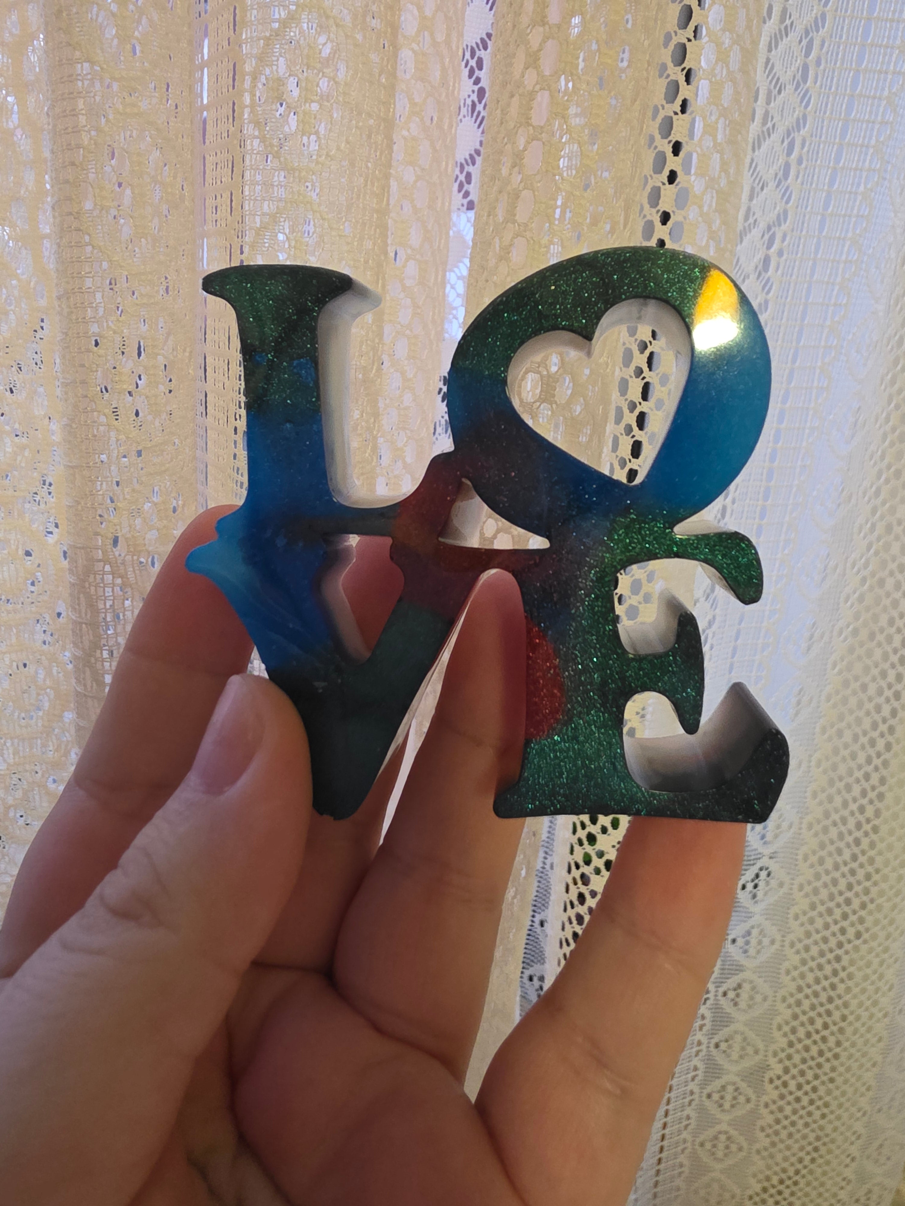 Handmade Resin LOVE Sculpture