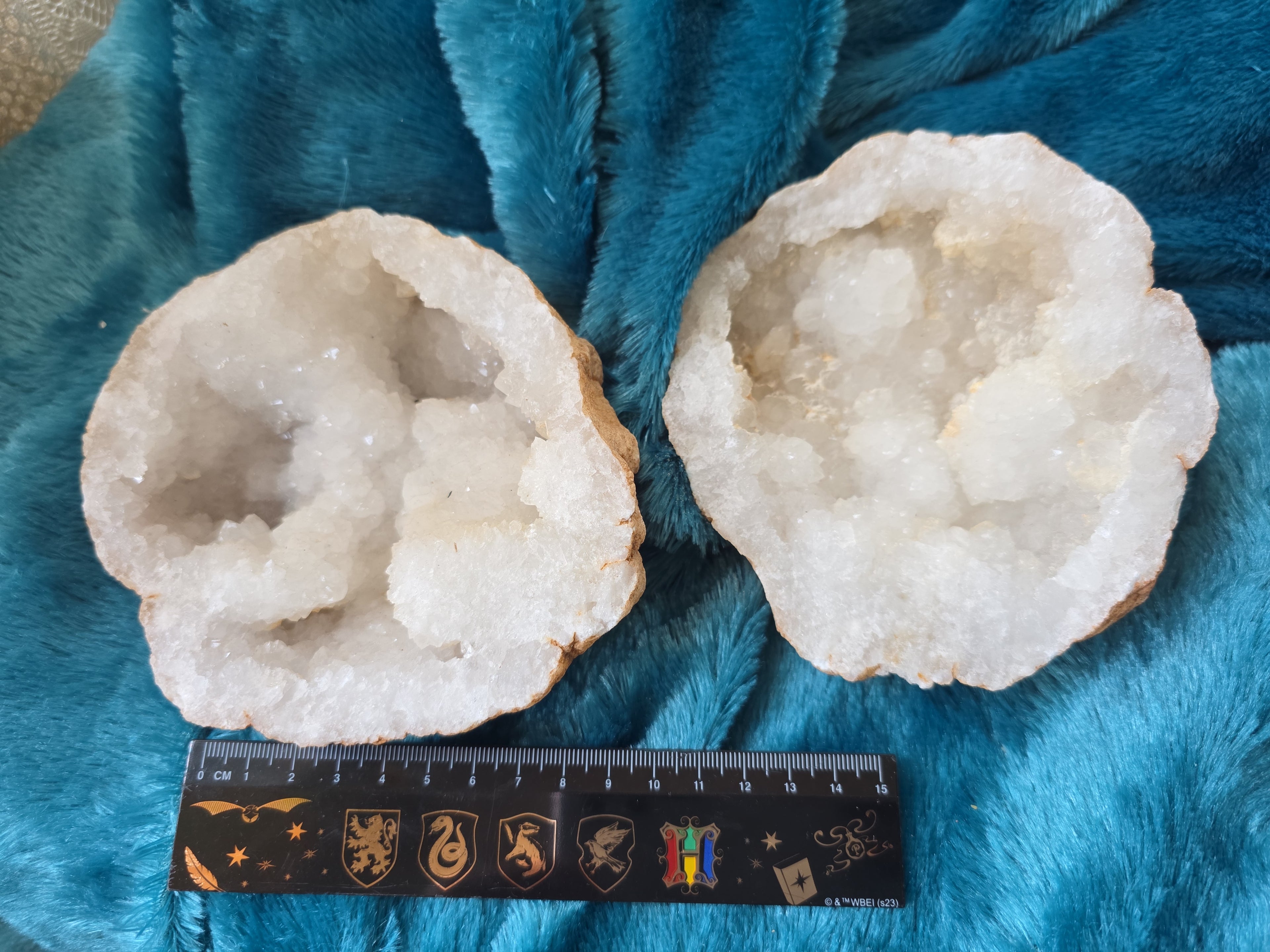 White Quartz Geode Pair