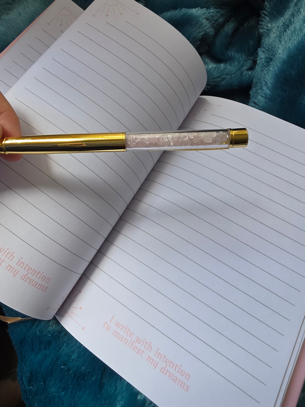 Manifest Like A Goddess Journal & Rose Quartz Crystal Pen Set