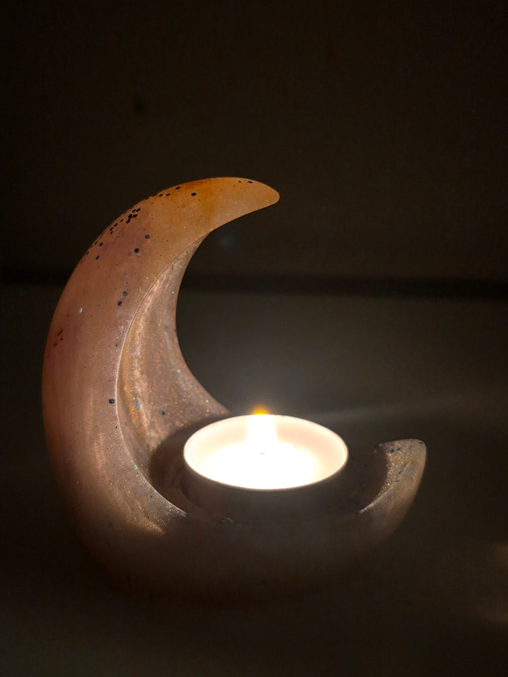 Crescent Moon Candle Holder | Handmade Resin Tealight Holder | Celestial Home & Altar Decor