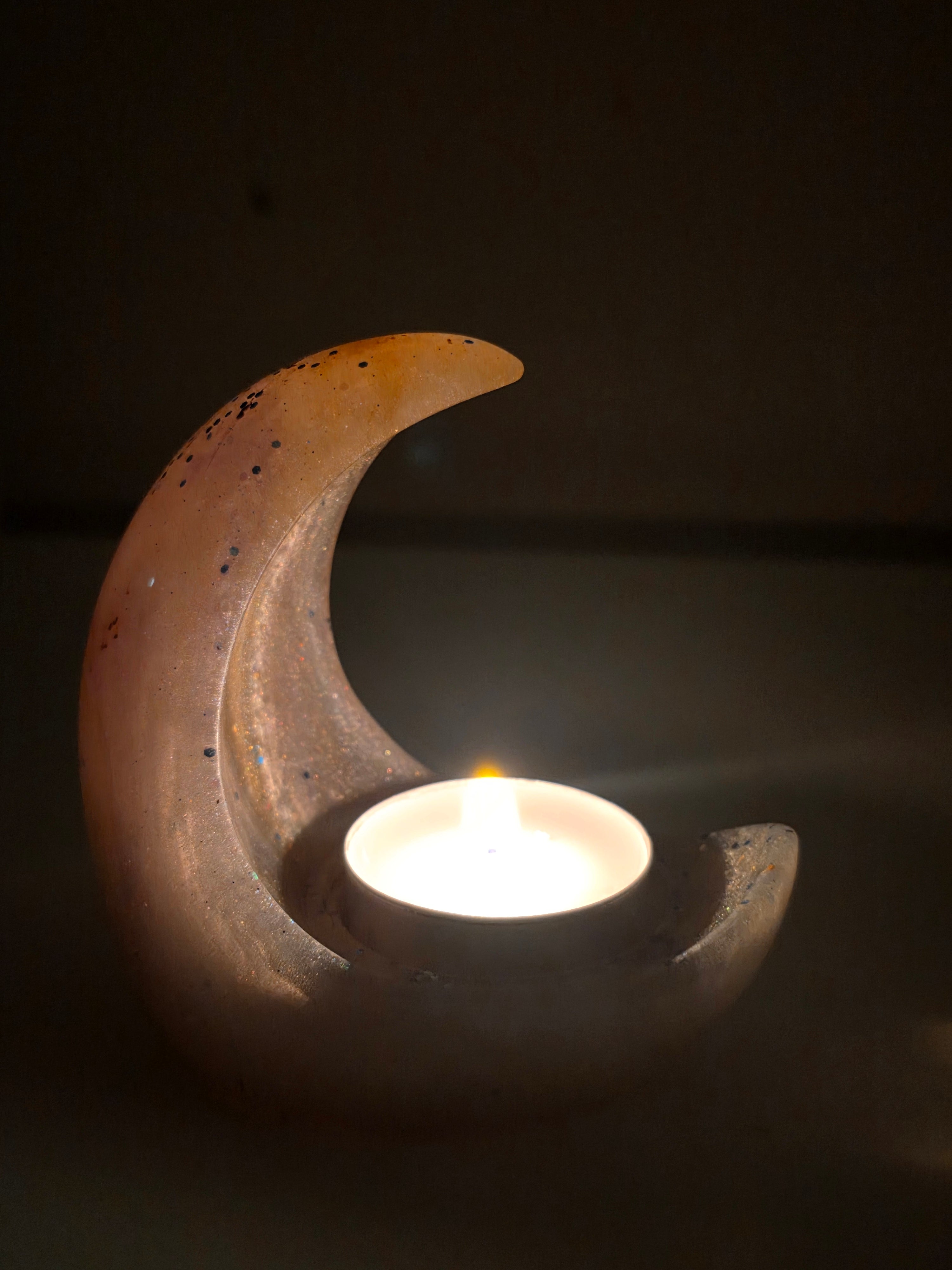 Crescent Moon Candle Holder | Handmade Resin Tealight Holder | Celestial Home & Altar Decor