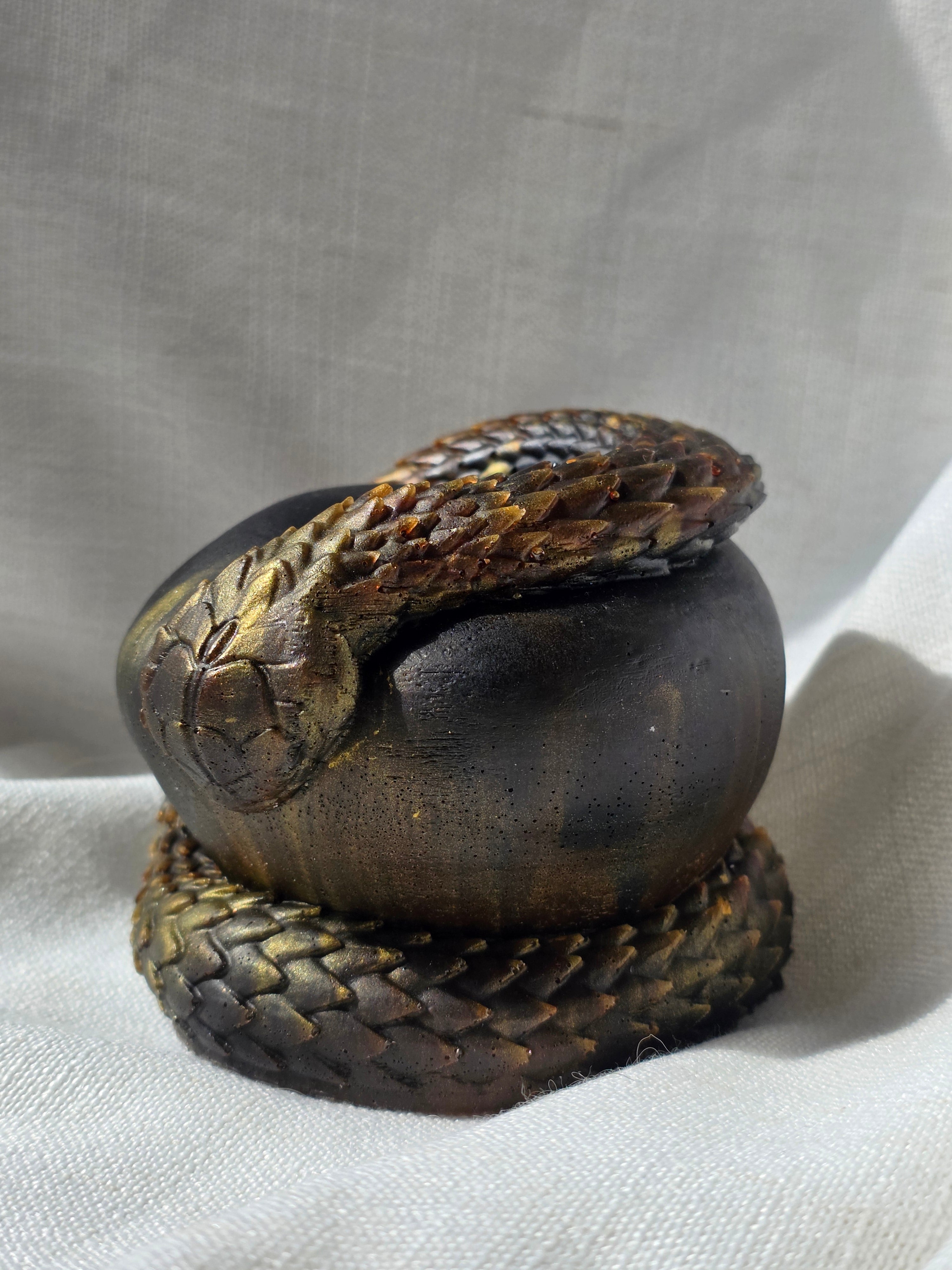 Serpent & Apple Statue | Handmade Resin Sculpture | Symbol of Transformation & Knowledge
