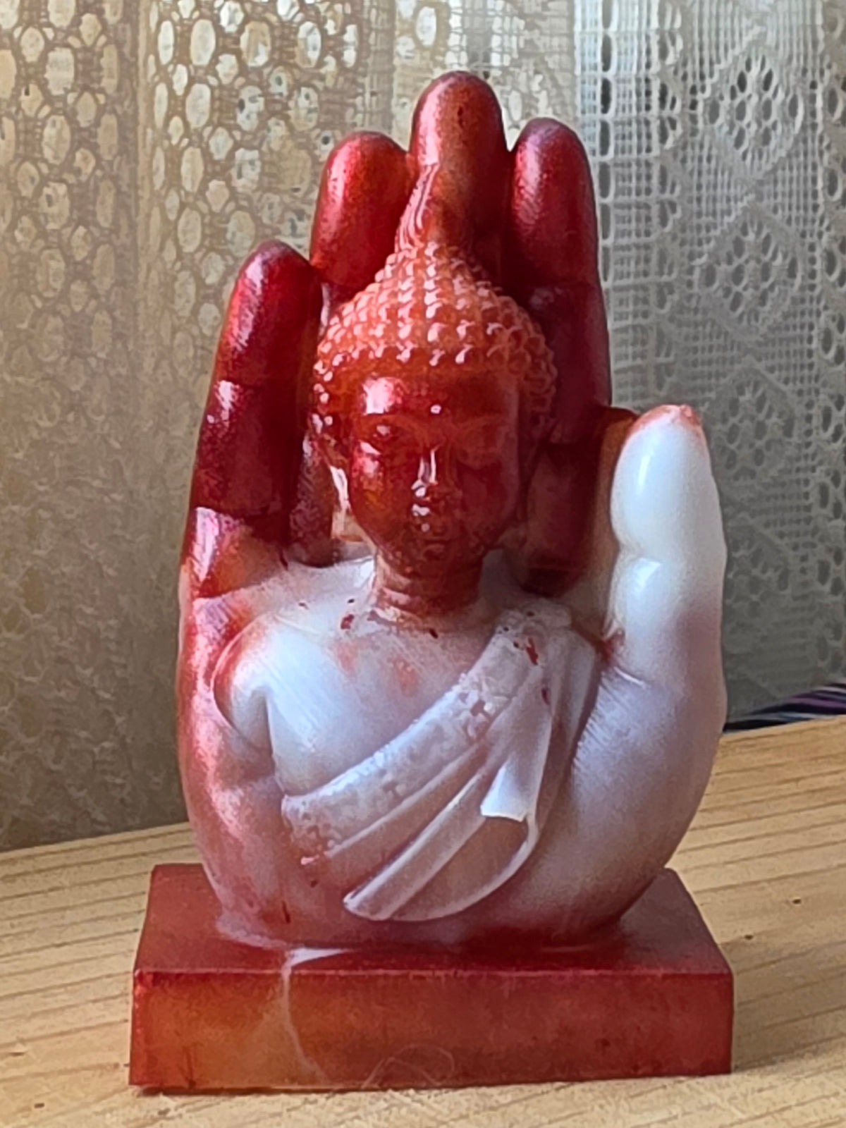 Buddha in Hand Sculpture – Handmade Resin Meditation & Spiritual Décor