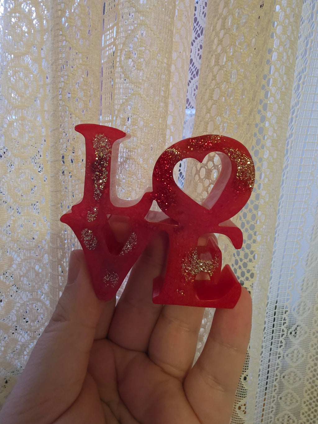 Handmade Resin LOVE Sculpture