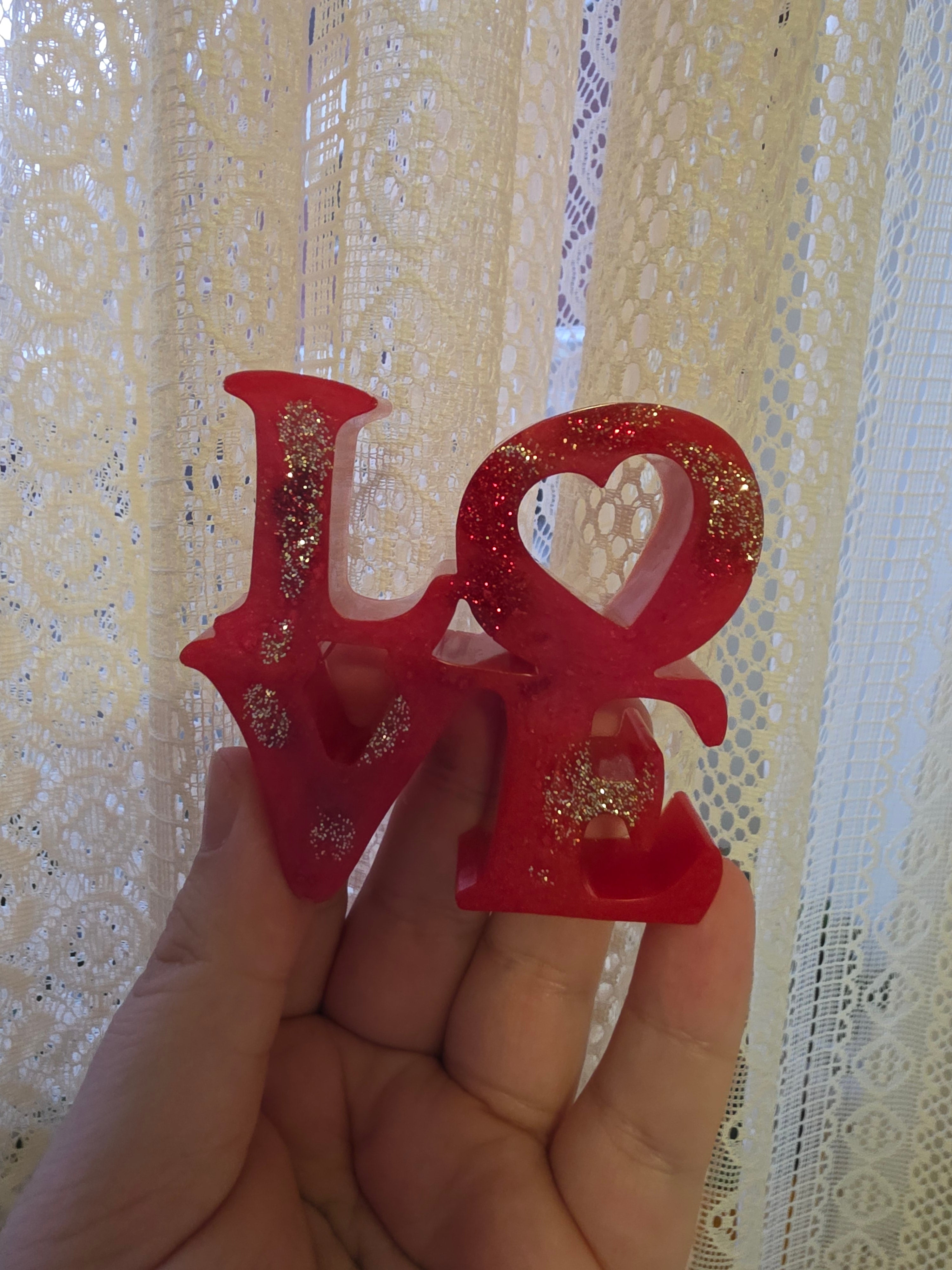 Handmade Resin LOVE Sculpture