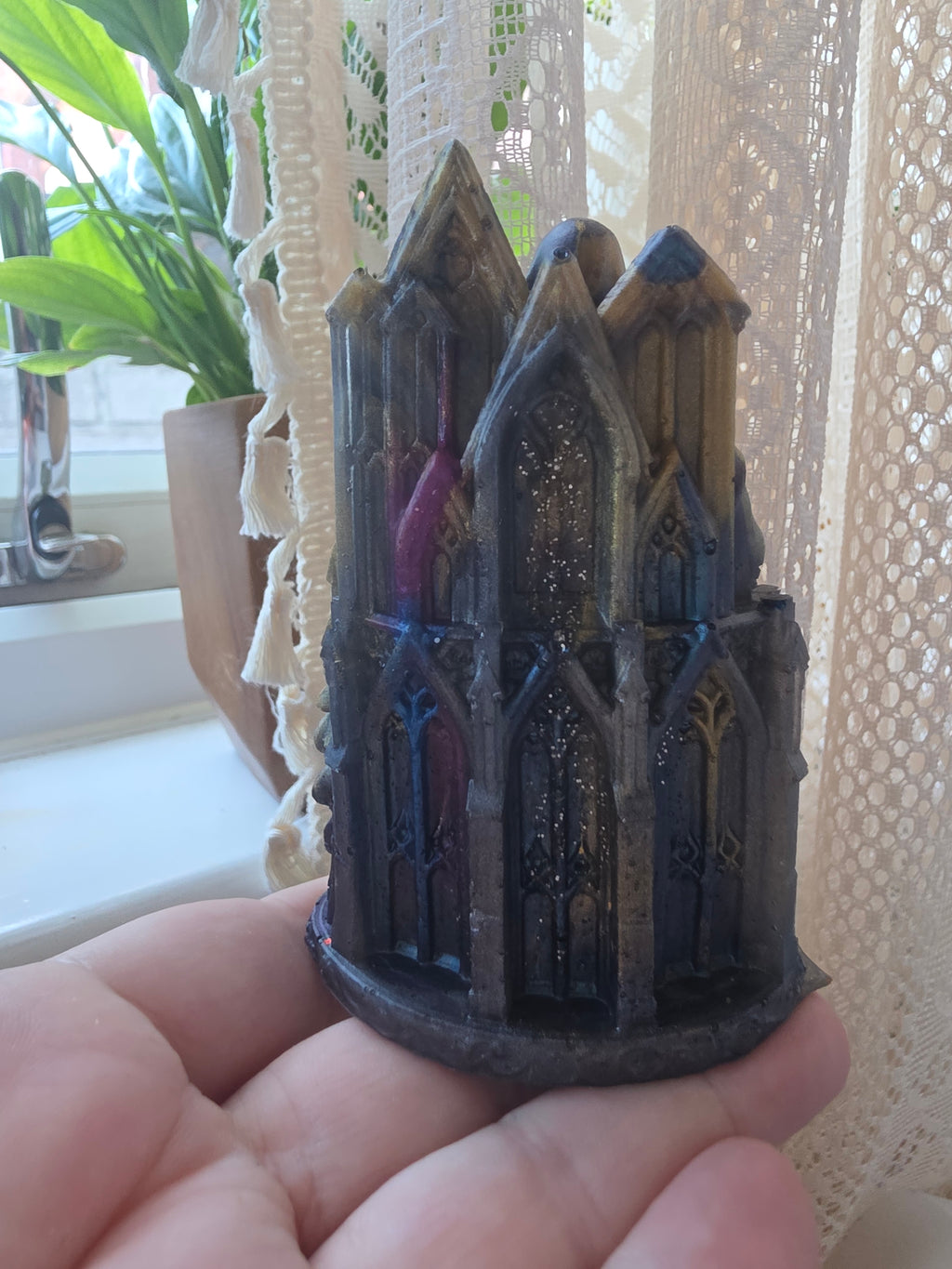 The Keeper of The Other Side | Hooded Knight with Cathedral | Handmade Resin Statue