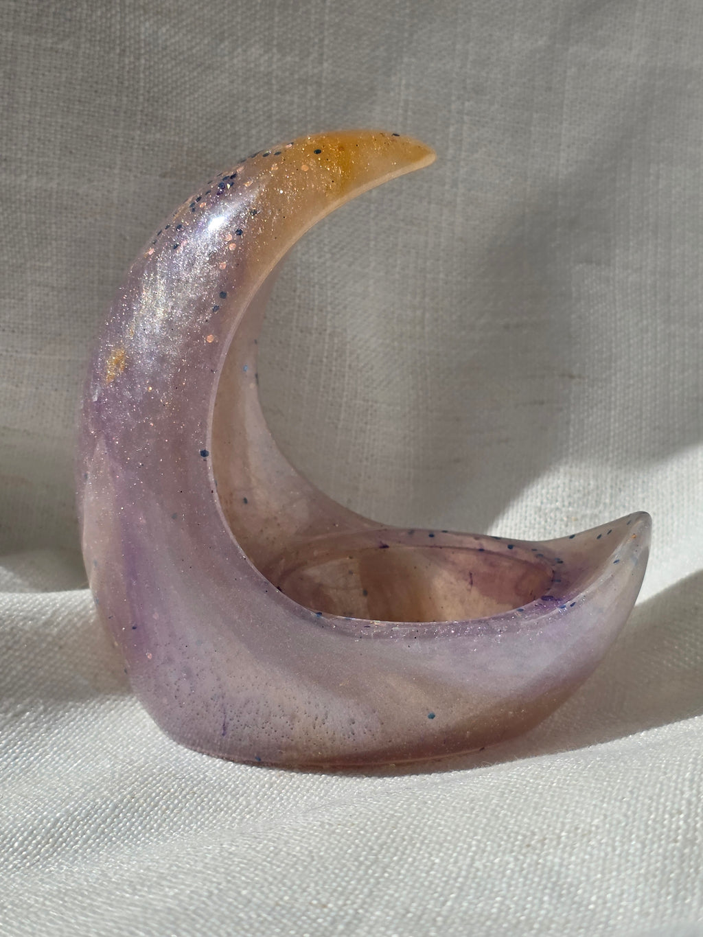 Crescent Moon Candle Holder | Handmade Resin Tealight Holder | Celestial Home & Altar Decor