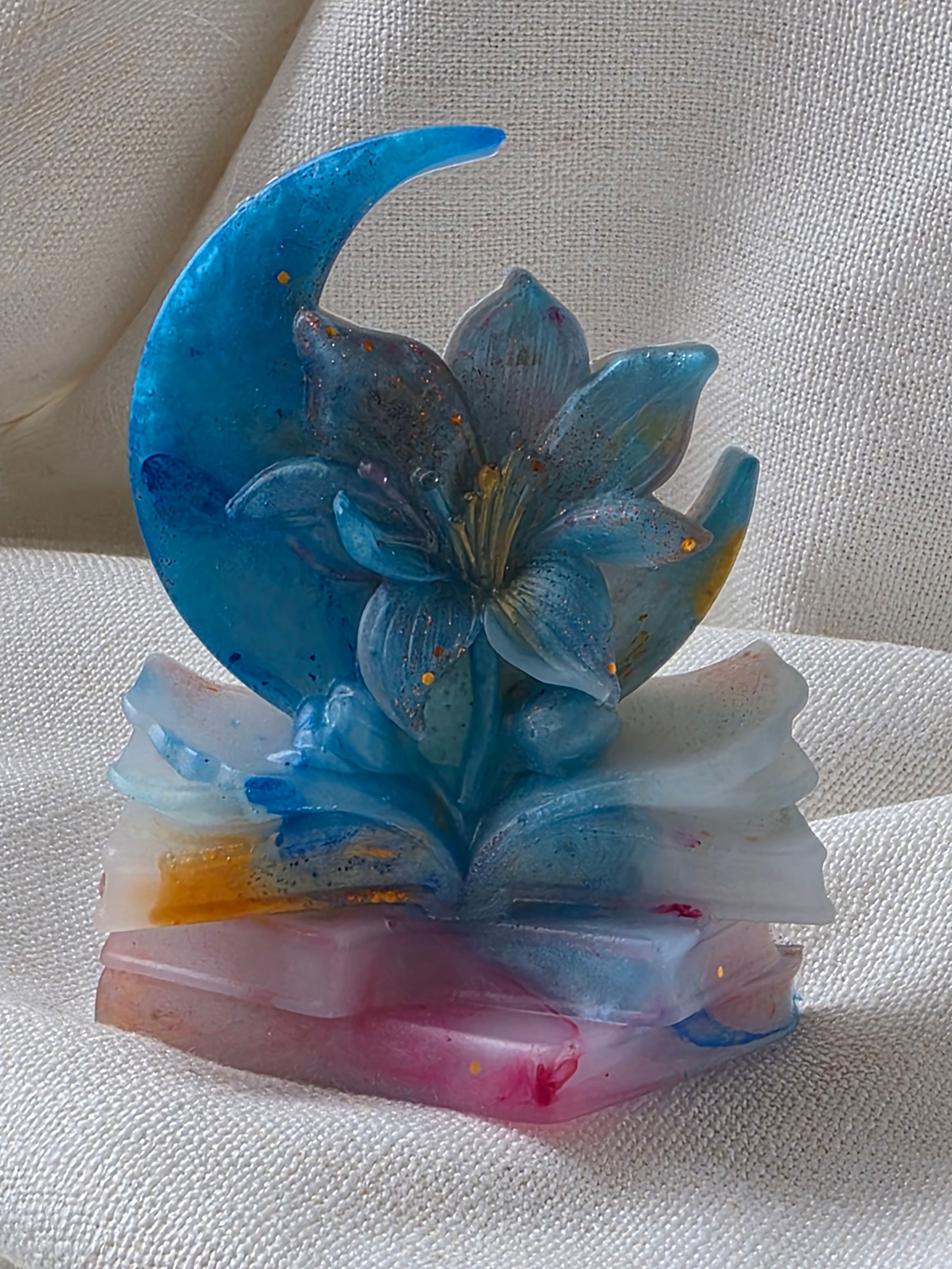 Where Stories Bloom — Moon & Book Sculpture