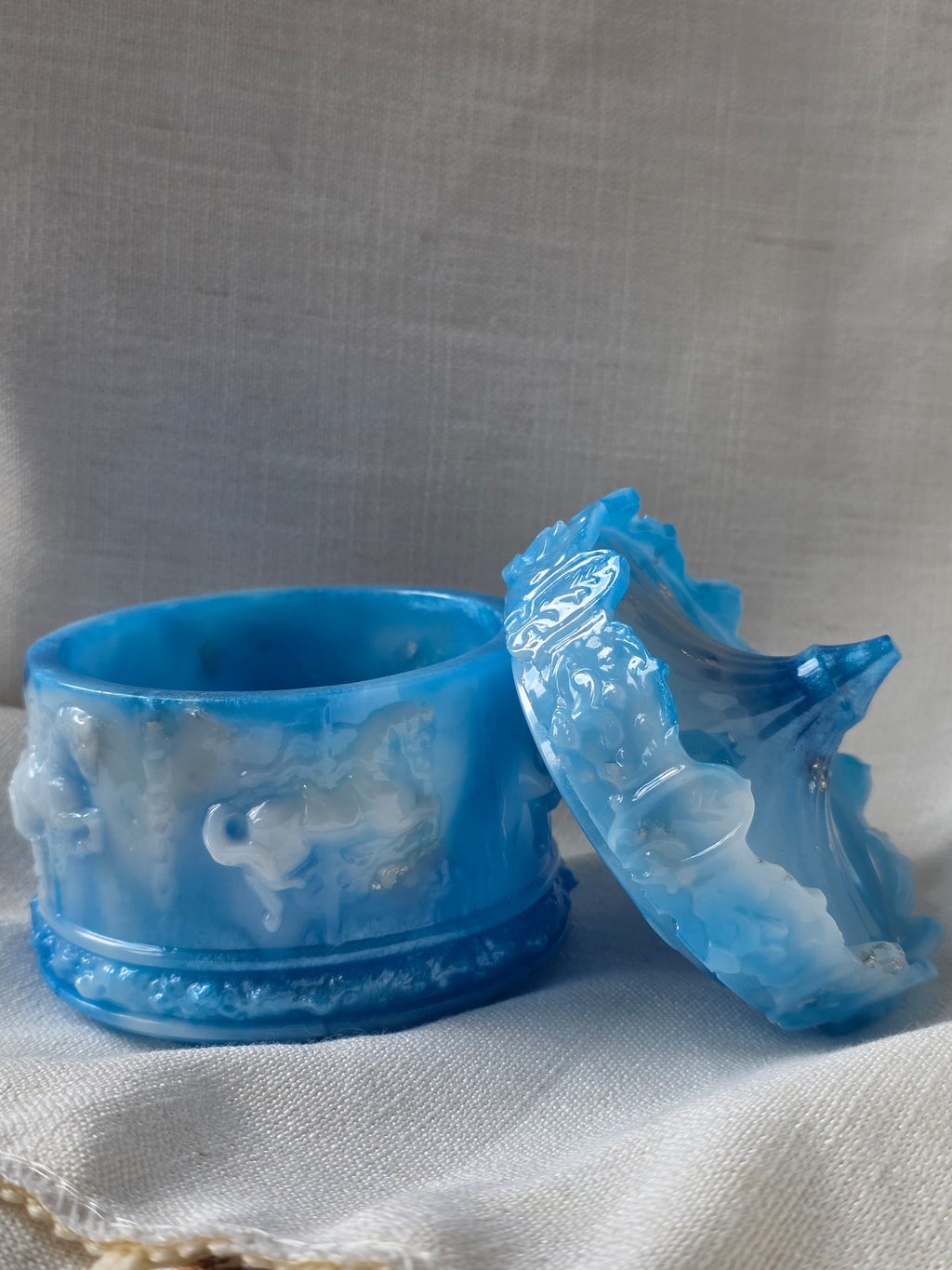 Frozen Ocean Carousel Trinket Box | Handmade Resin Keepsake | Jewellery & Crystal Holder