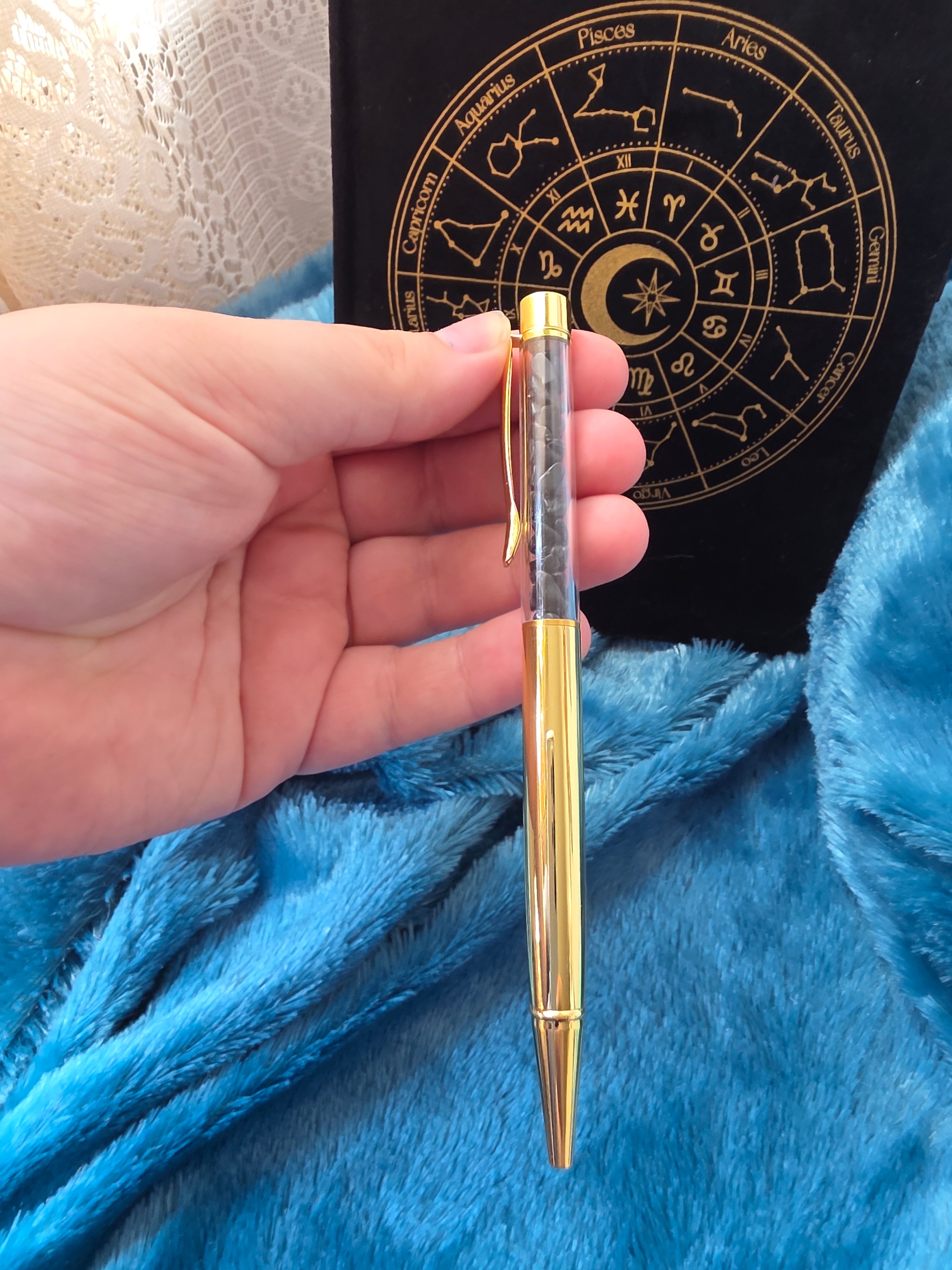 Zodiac Journal with Obsidian Crystal Pen
