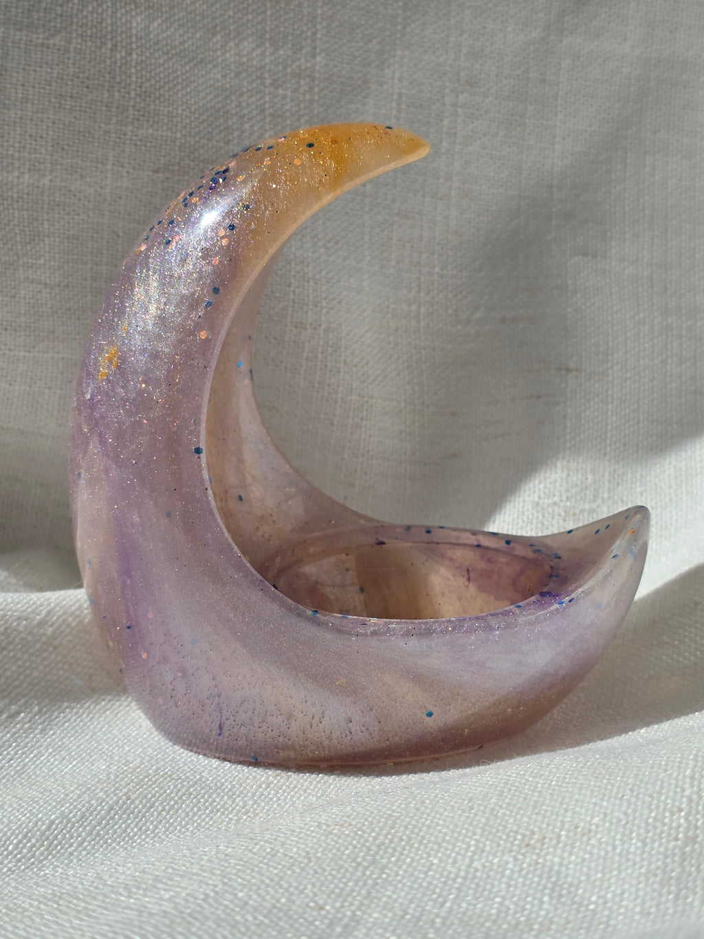 Crescent Moon Candle Holder | Handmade Resin Tealight Holder | Celestial Home & Altar Decor
