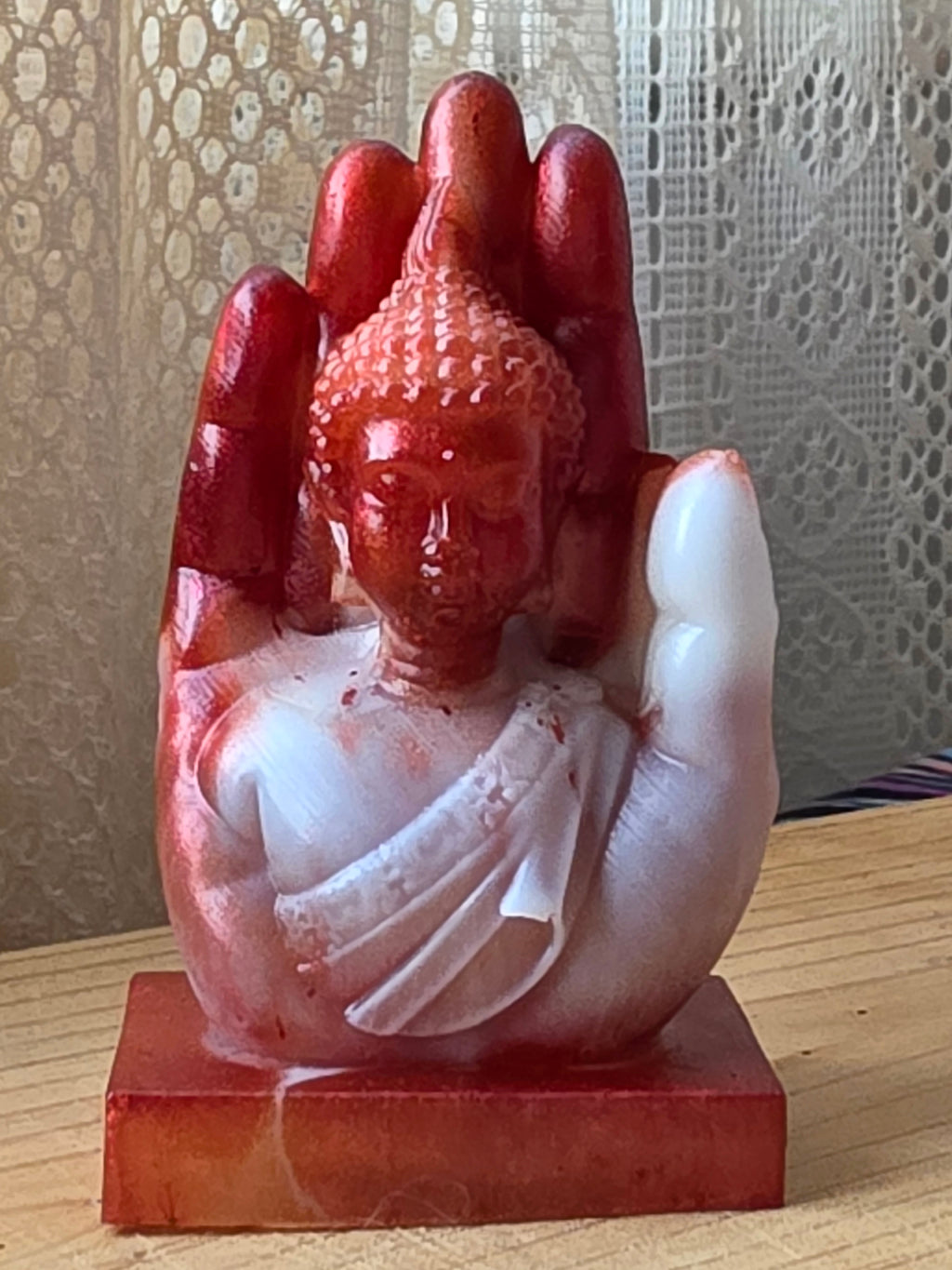 Buddha in Hand Sculpture – Handmade Resin Meditation & Spiritual Décor
