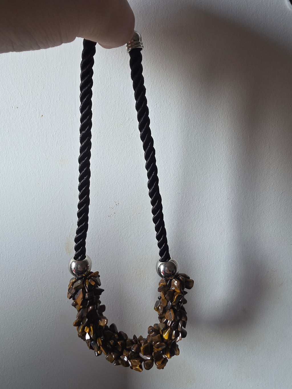Natural Tiger’s Eye Chip Cluster Necklace | Courage, Protection & Prosperity
