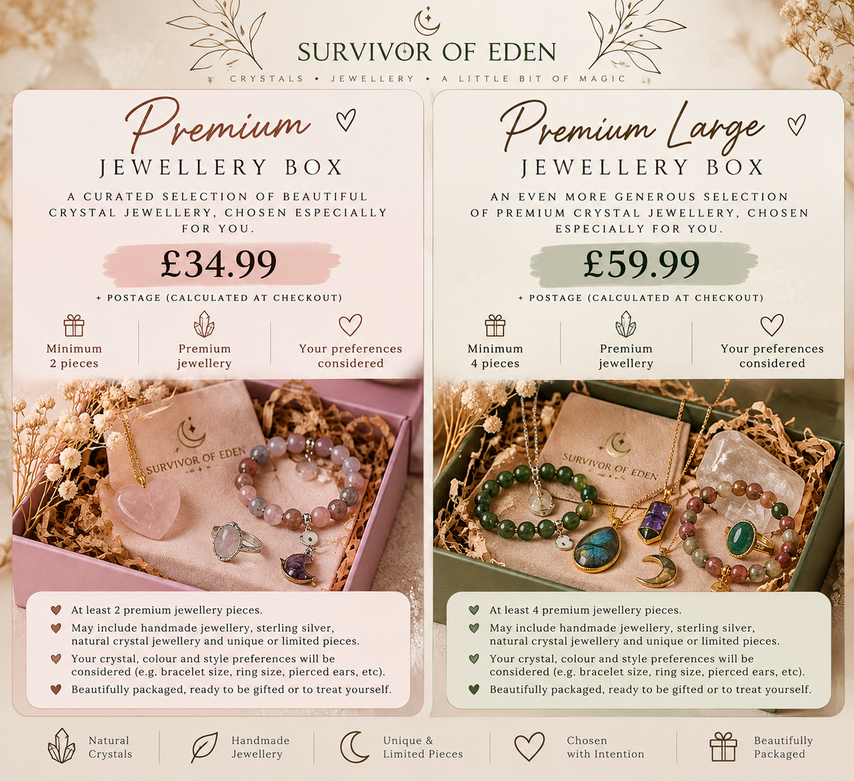 Luxury Crystal Jewellery Mystery Box | 4+ Piece Natural Gemstone Gift