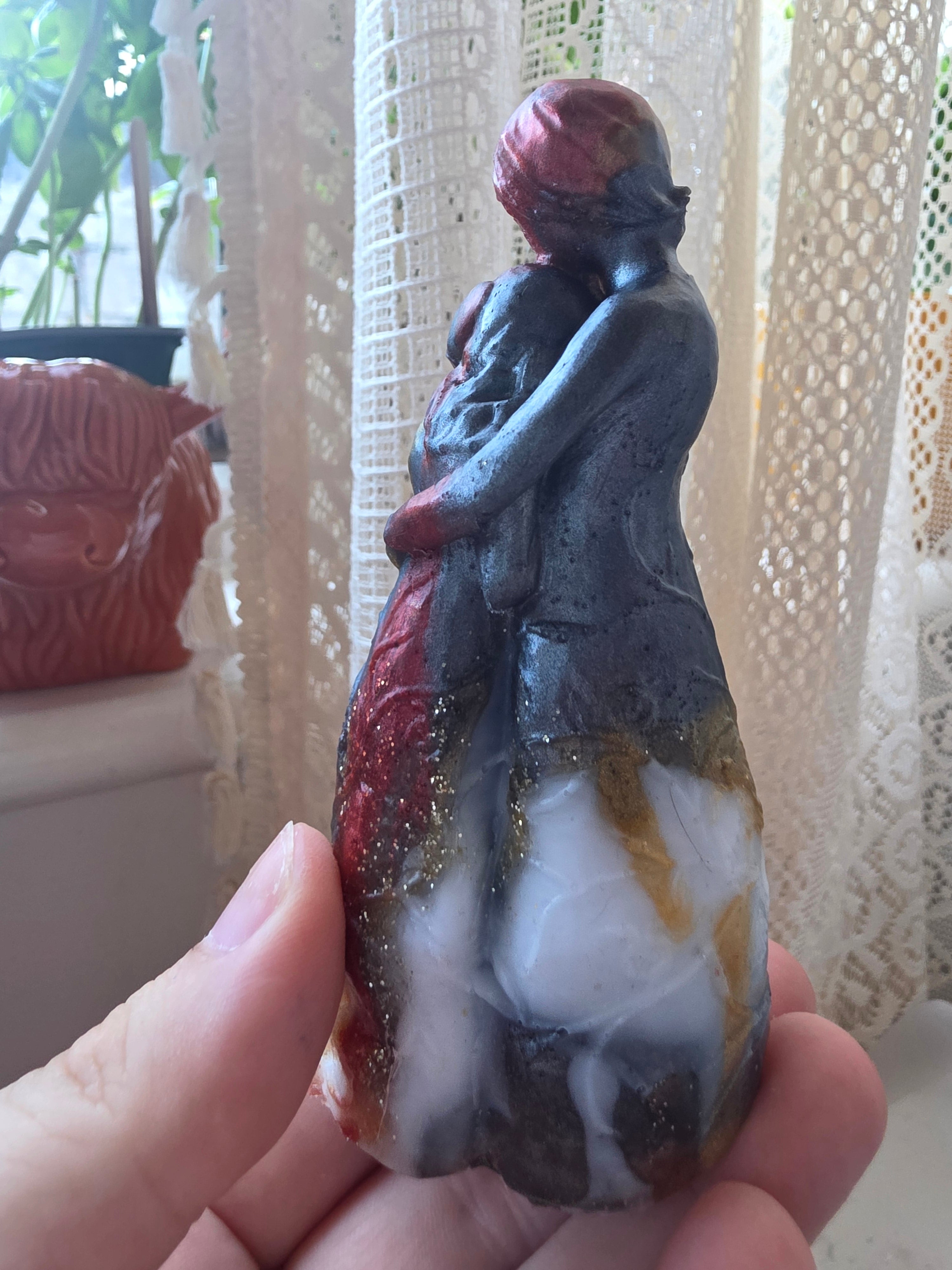 A Mother's Embrace | Handmade Resin Mother & Daughter Sculpture