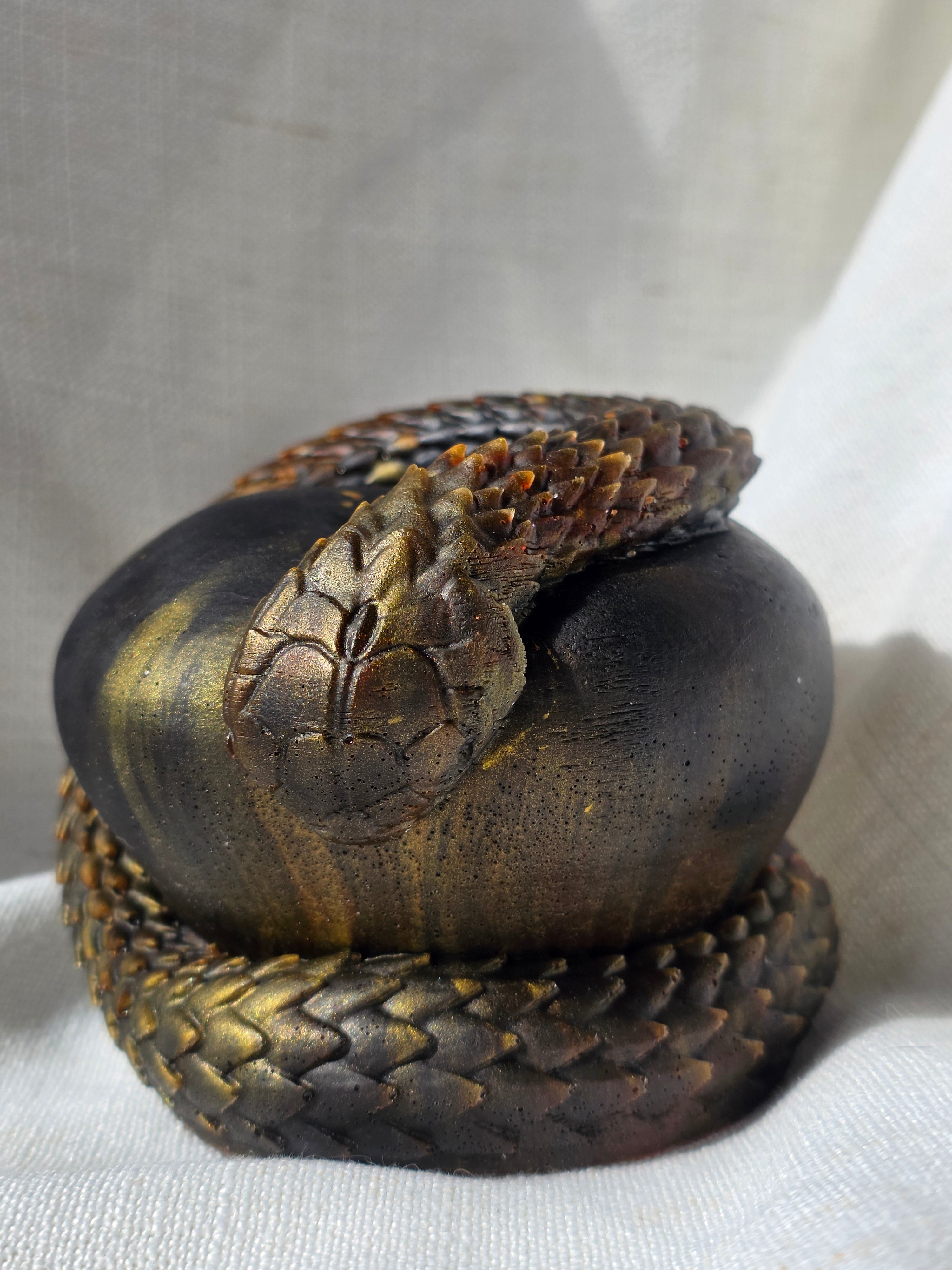 Serpent & Apple Statue | Handmade Resin Sculpture | Symbol of Transformation & Knowledge