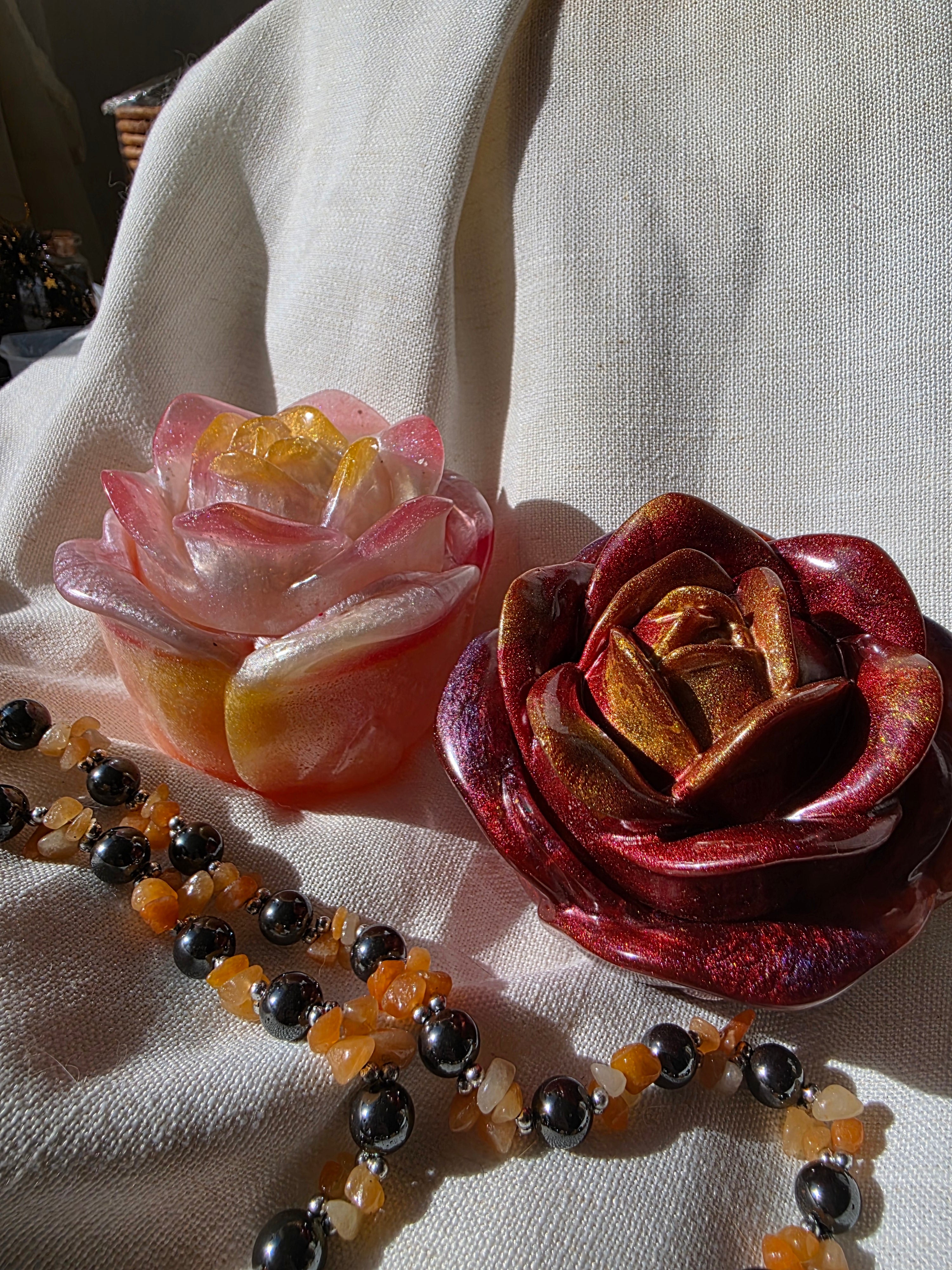 Rose Bloom Trinket Box | Handmade Resin Jewellery Box | Romantic Keepsake & Gift