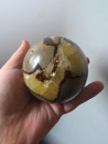 Septarian Dragon Stone Sphere 750g | Yellow Calcite Crystal Statement Piece