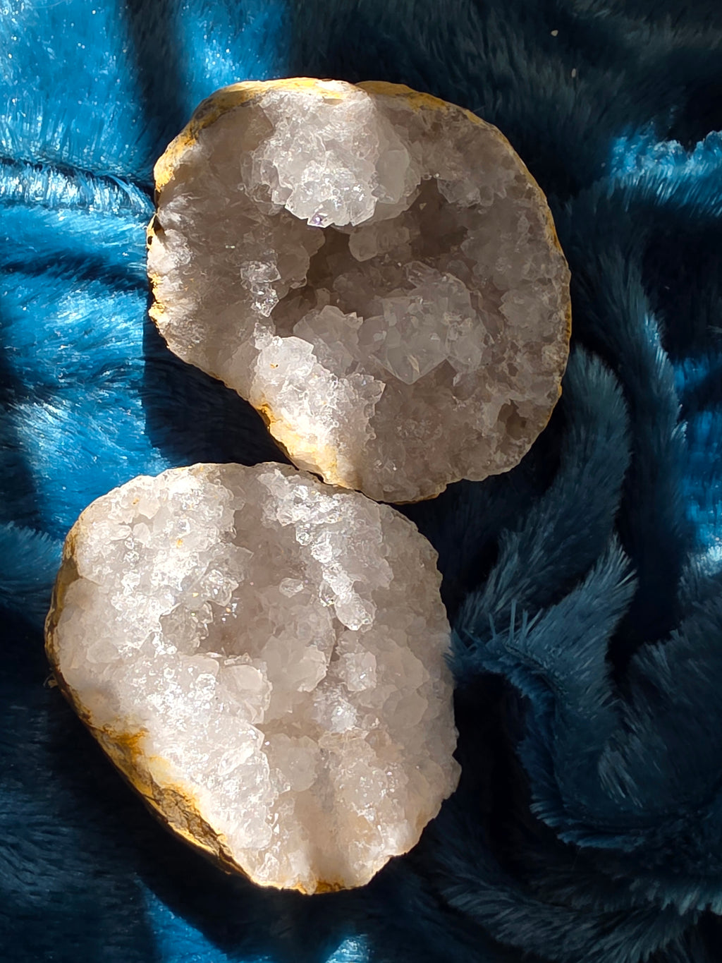 White Quartz Geode Pair