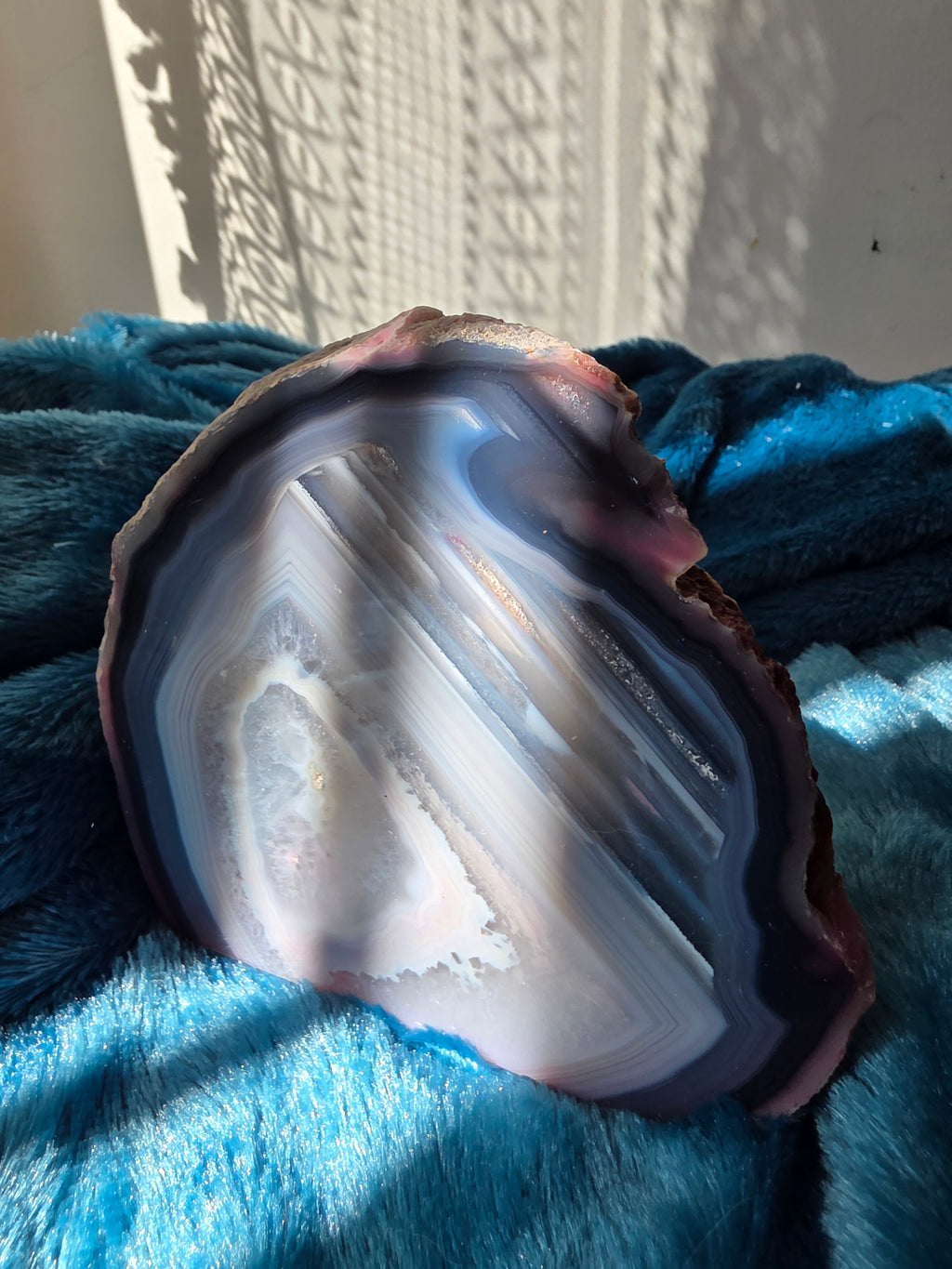 Blue Agate Geode Half