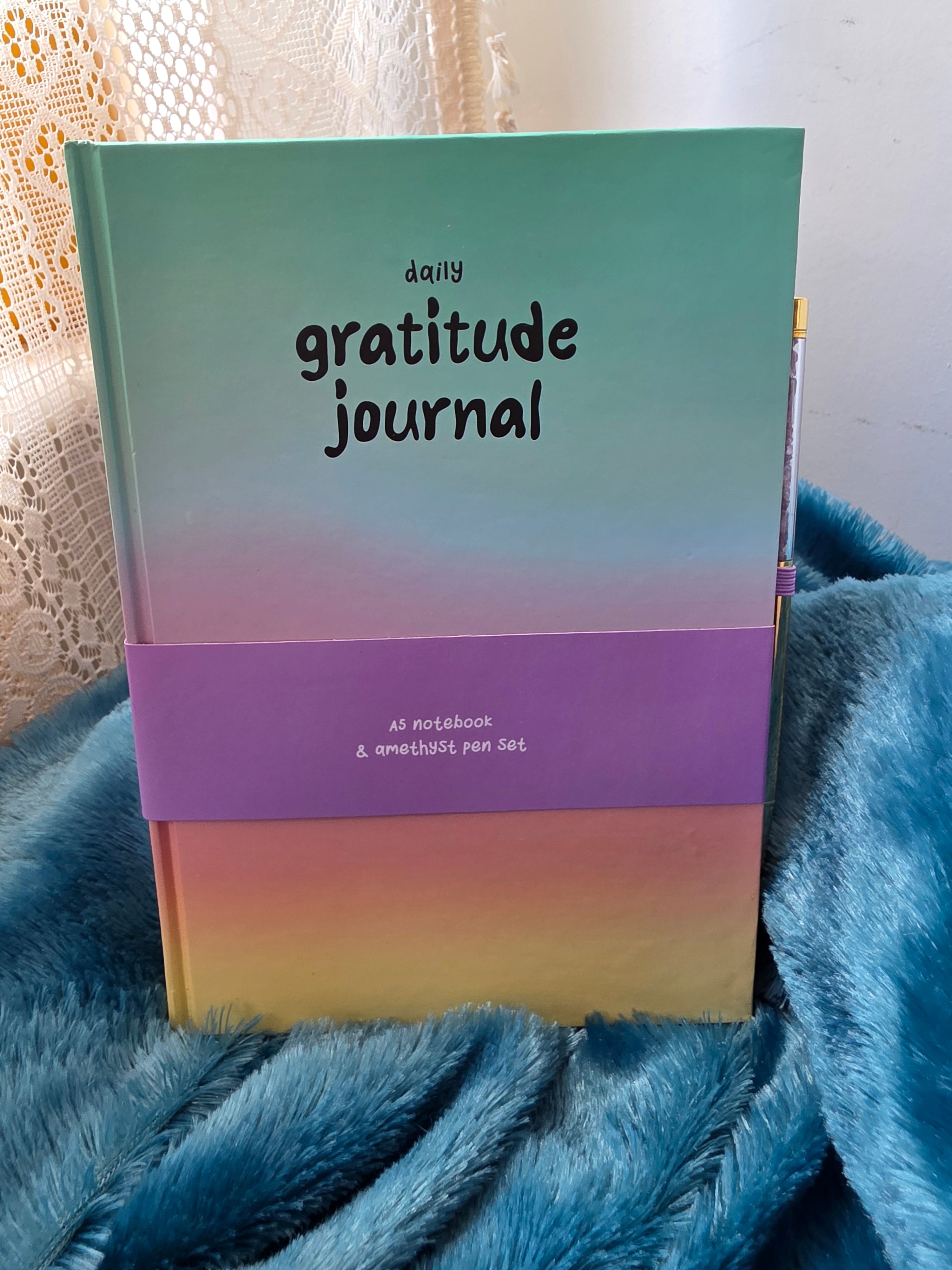 Daily Gratitude Journal with Amethyst Crystal Pen