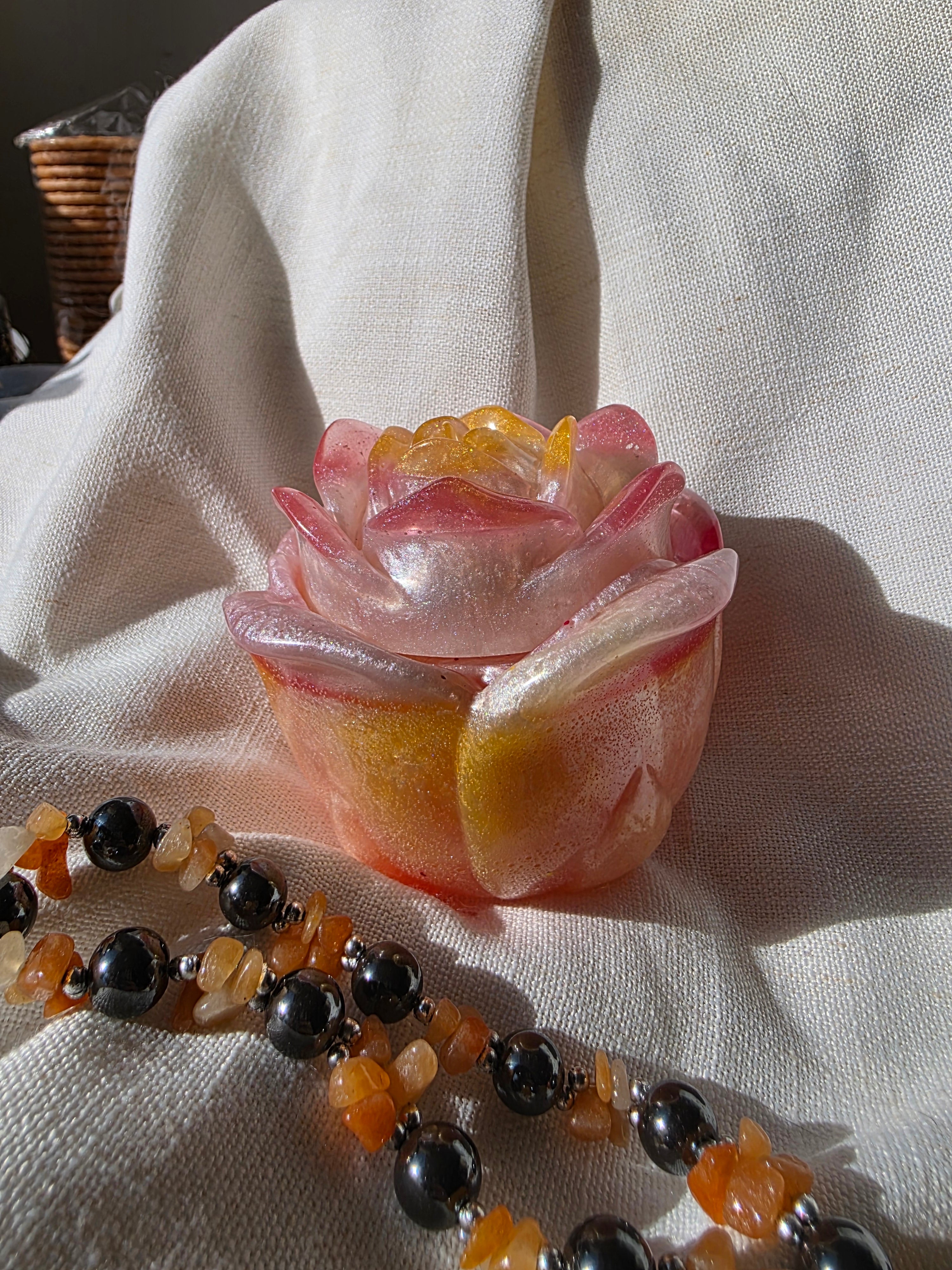 Rose Bloom Trinket Box | Handmade Resin Jewellery Box | Romantic Keepsake & Gift