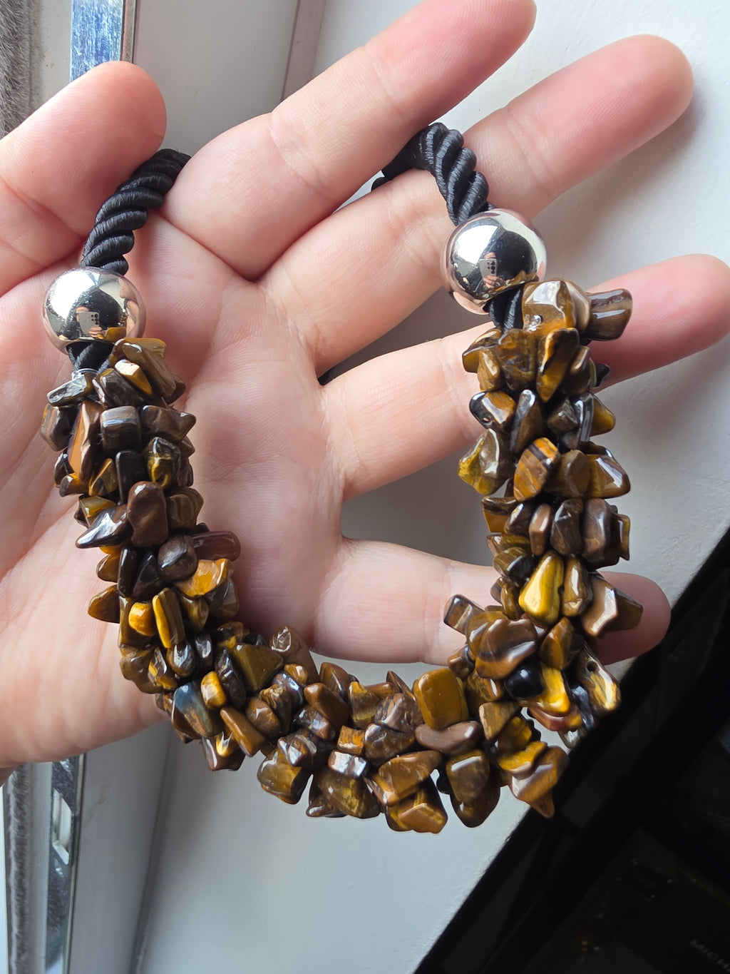 Natural Tiger’s Eye Chip Cluster Necklace | Courage, Protection & Prosperity
