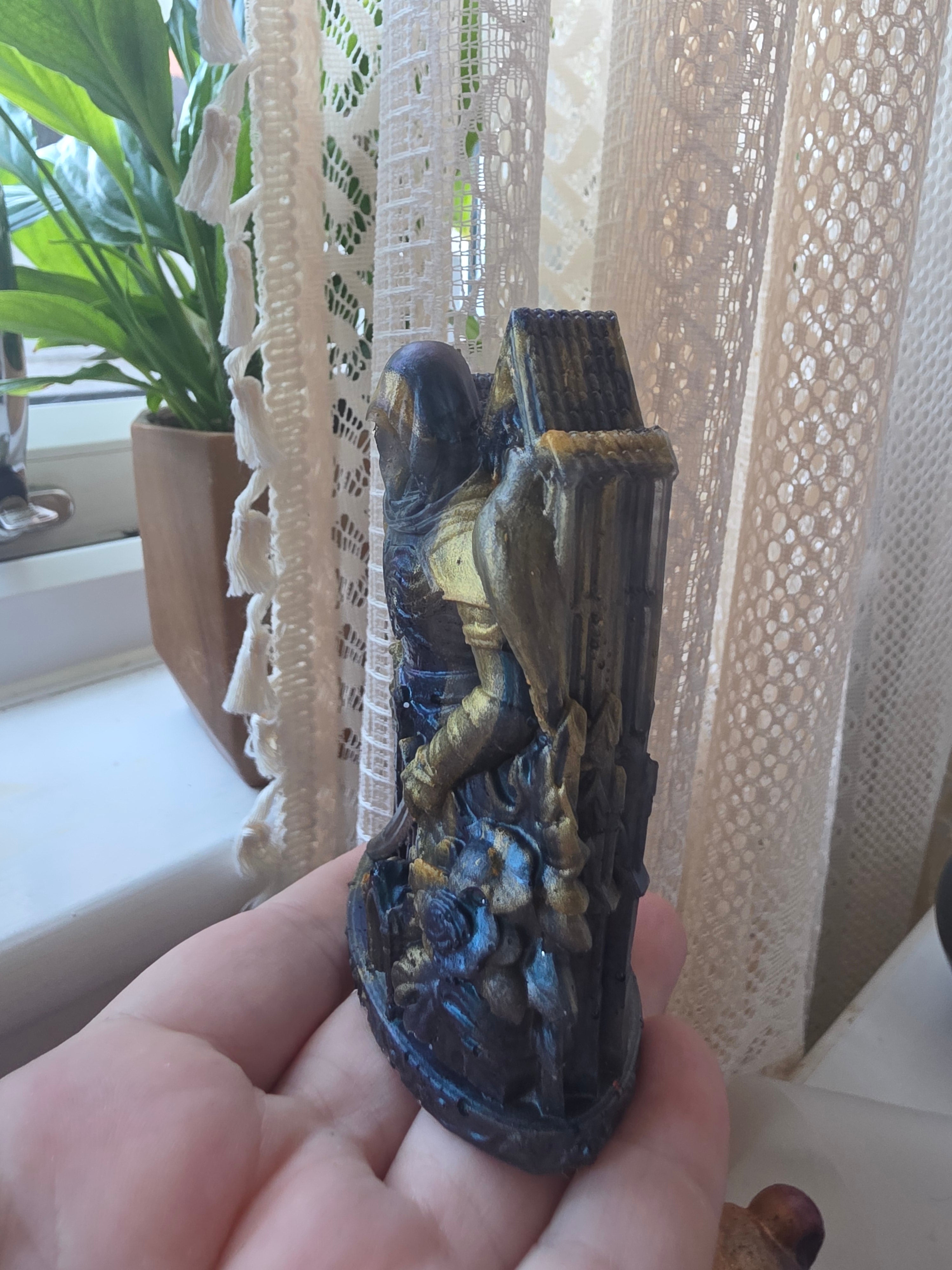 The Keeper of The Other Side | Hooded Knight with Cathedral | Handmade Resin Statue