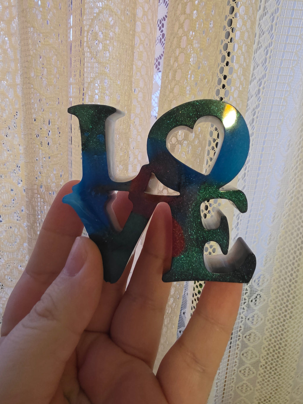 Handmade Resin LOVE Sculpture
